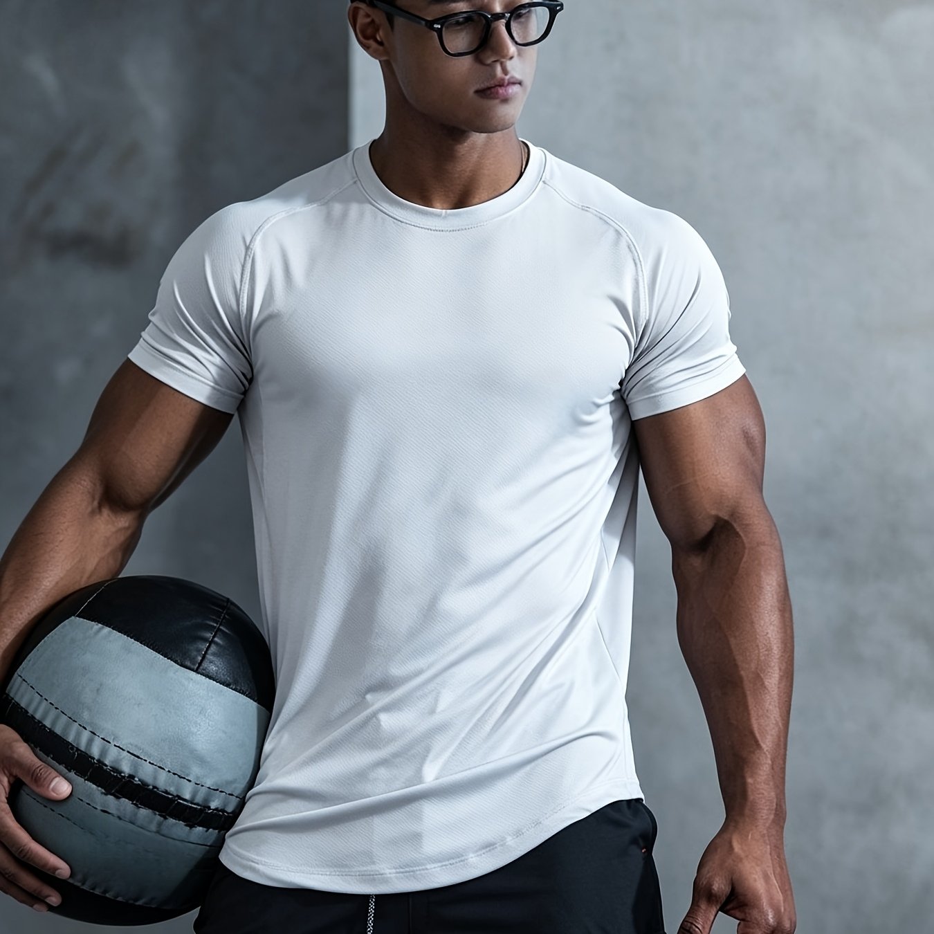 TEMU [villa Le Water Obm] Men's Quick-dry Fitness Short Sleeve T-shirt For Gym Lifting, Outdoor Running, Basketball Training, Daily , Or