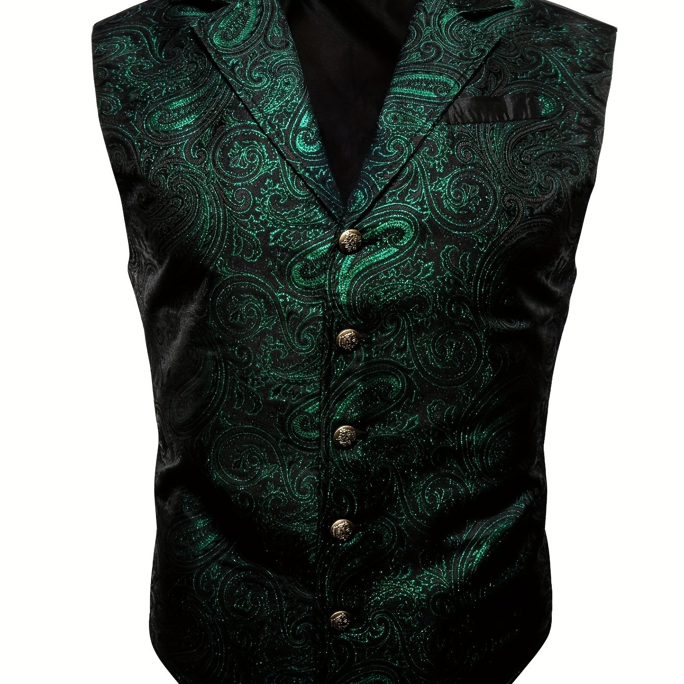 Image of Mens Vintage Victorian Plus Size Suit Vest Green Jacquare Floral Steampunk Gothic Tailored Collar Waistcoat Wedding Party Prom