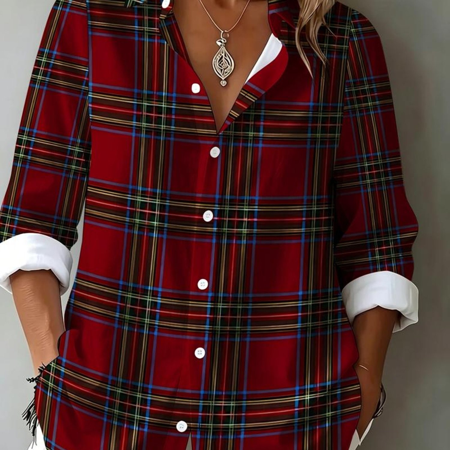 TEMU Printed Design, Non-textured New Women's Long Sleeve Shirt, Casual Lapel Cardigan With Classic Vintage Pattern Print