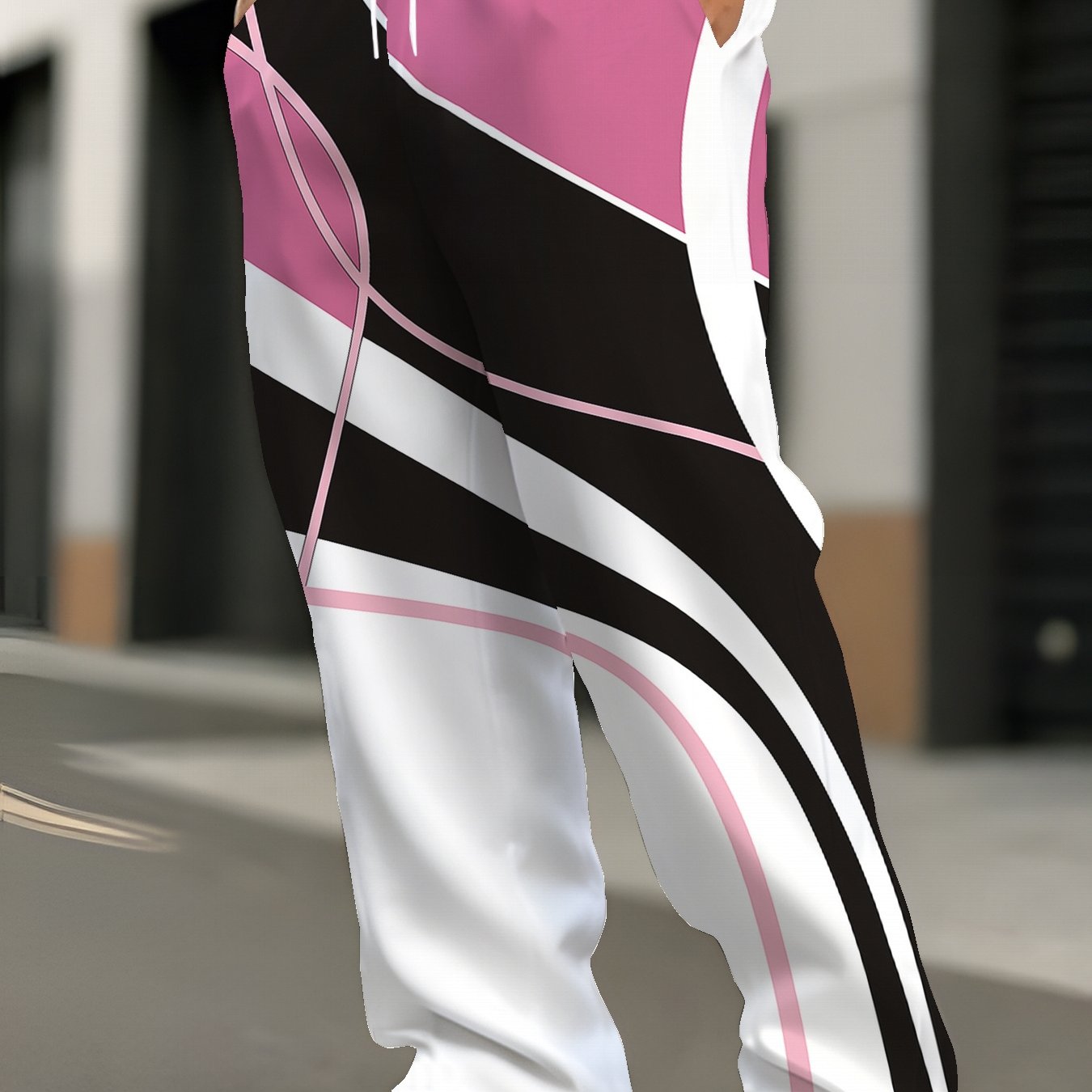 TEMU Men's Casual Straight-leg Pants With Drawstring, Suitable For Sports And , Plus Size