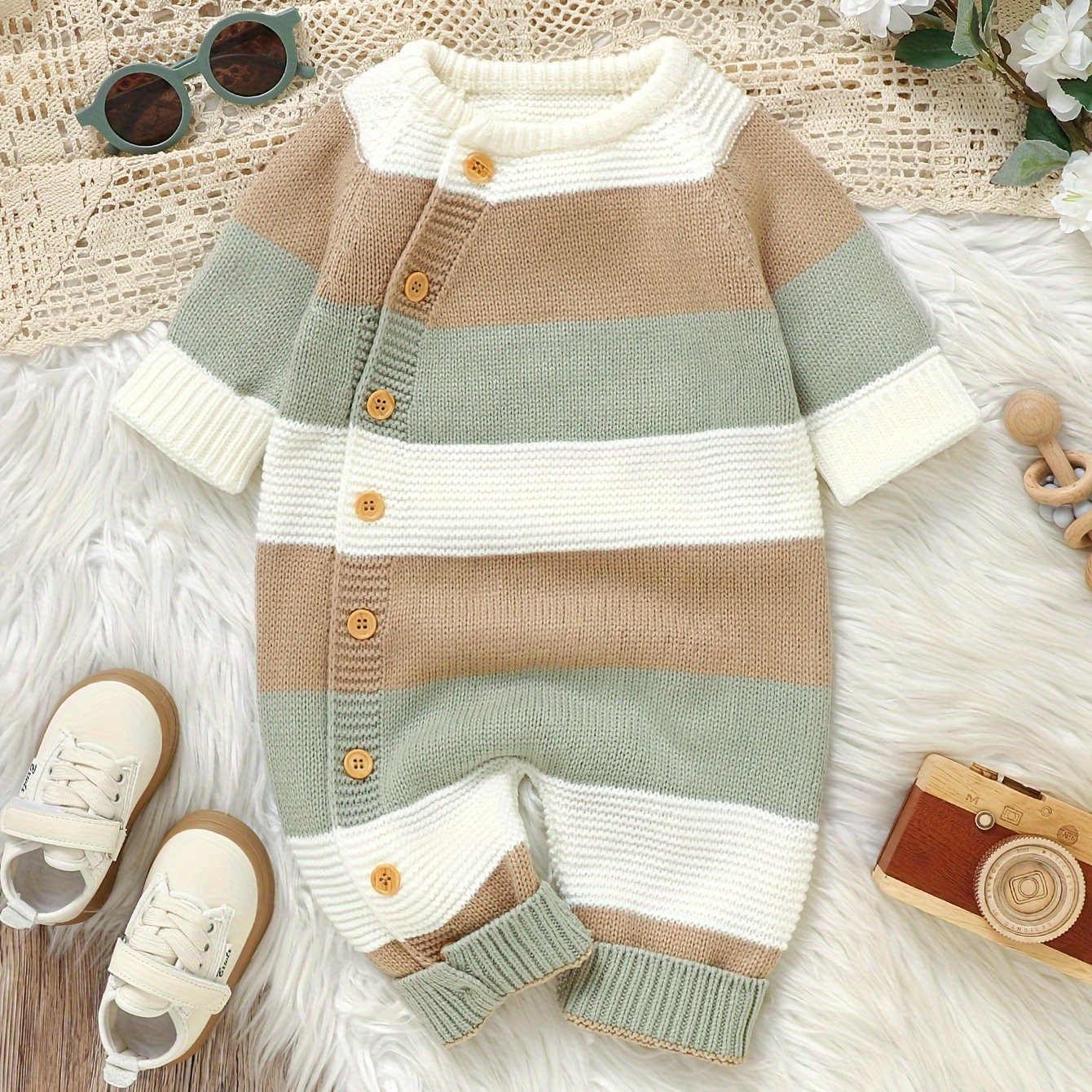 Image of Baby Autumn And Winter Block Jumpsuit, For Outdoor