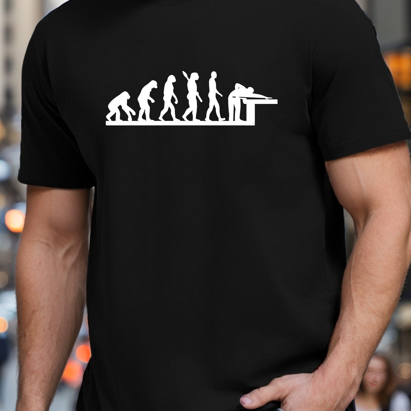 TEMU Evolution Playing Billiards Men's Short Sleeve T-shirt Summer T-shirt Top