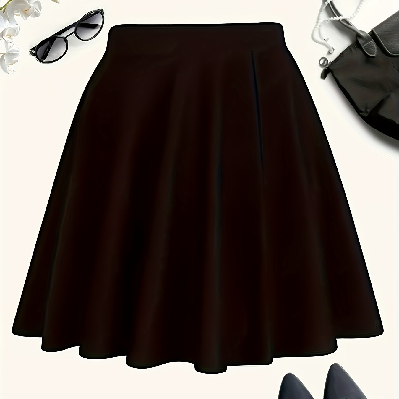 TEMU Elegant Solid Color Short Skirt For Women - Stylish Teal A-line Skirt With Sparkling Detail, Spring/summer, | Aline Skirt | Smooth Texture
