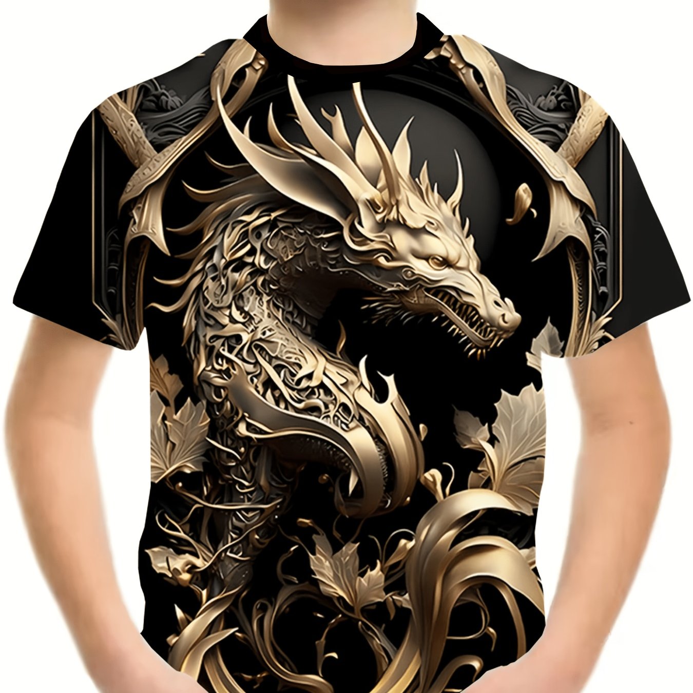 New Cool Chinese Dragon 3d Printed T-shirt, Kids' Fashion Short Sleeve Pattern Boys' Casual
