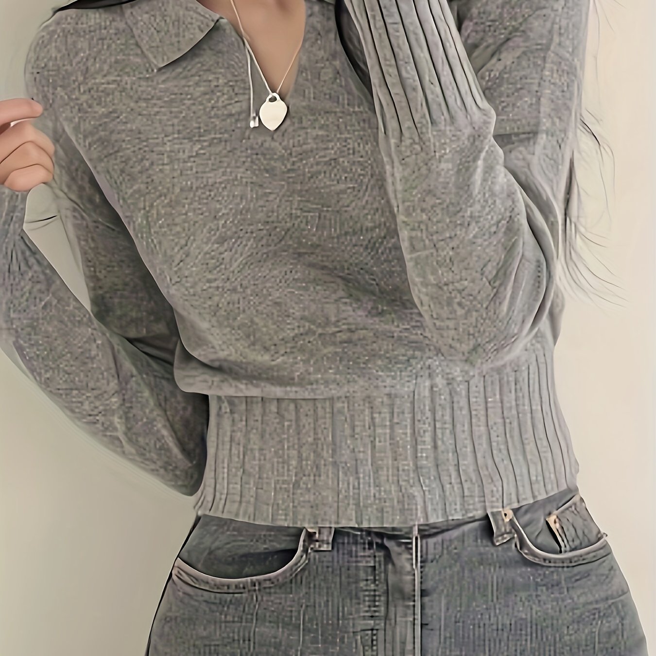Casual Fashion V-neck Sweater | Solid Color, Wear