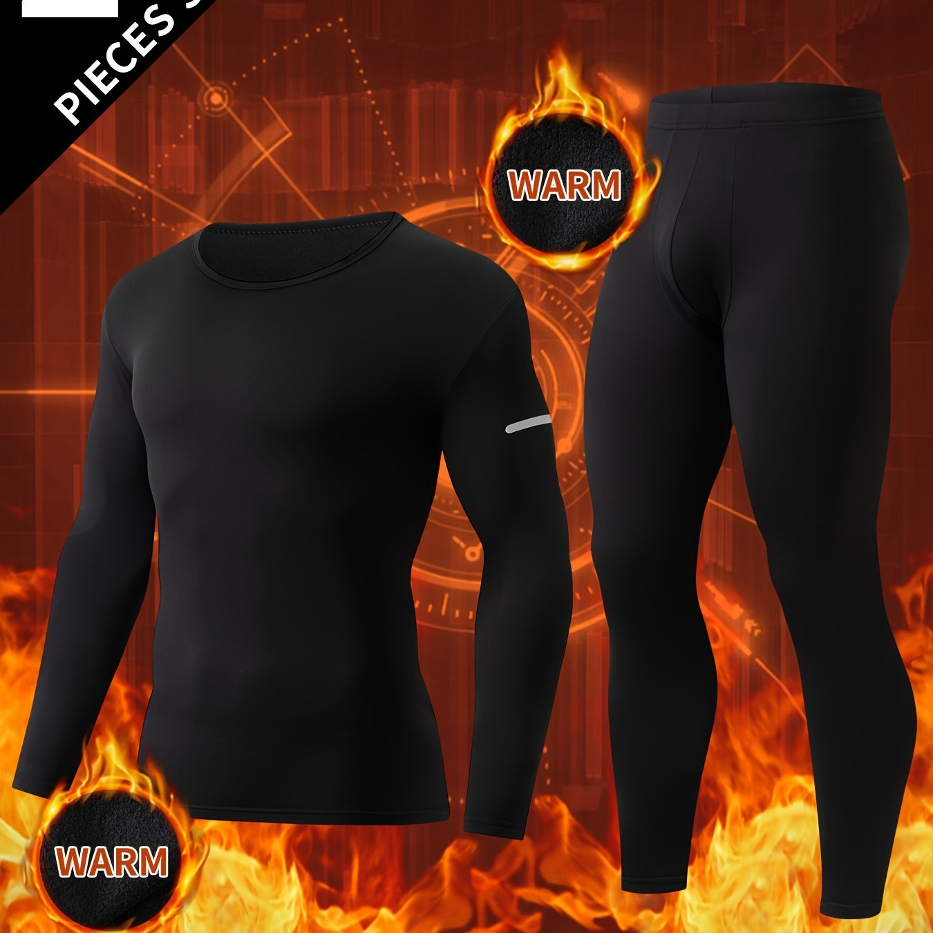 TEMU 2pcs Men's Warm Underwear Set, Round Neck Top And Pants, Winter Autumn Base Layer