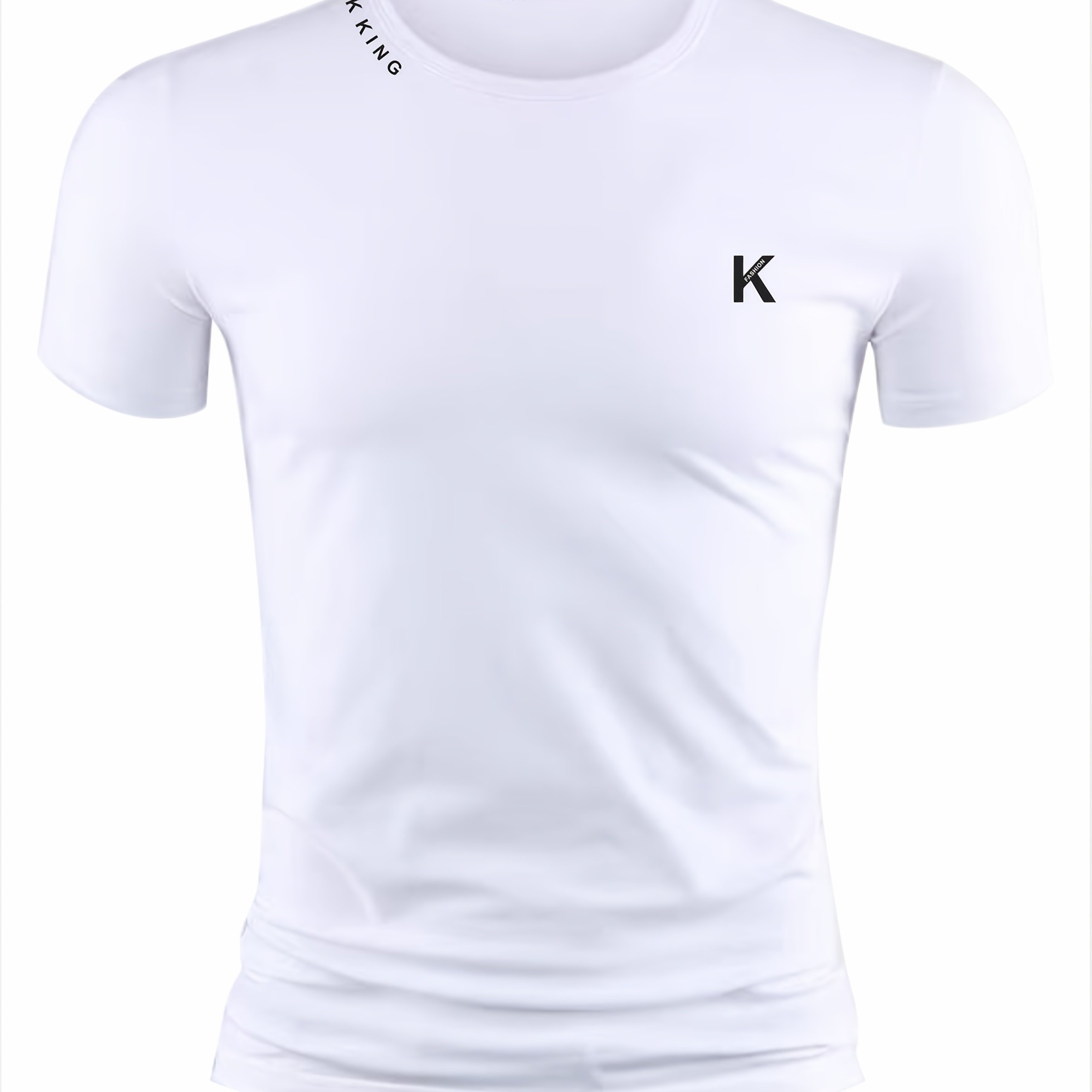 Image of Men's T-shirt, Summer Casual Letter Print Short Sleeve Tee, Round Neck Design, Sweat-absorbing And Breathable, For Outdoor Activities, Sweat-resistant