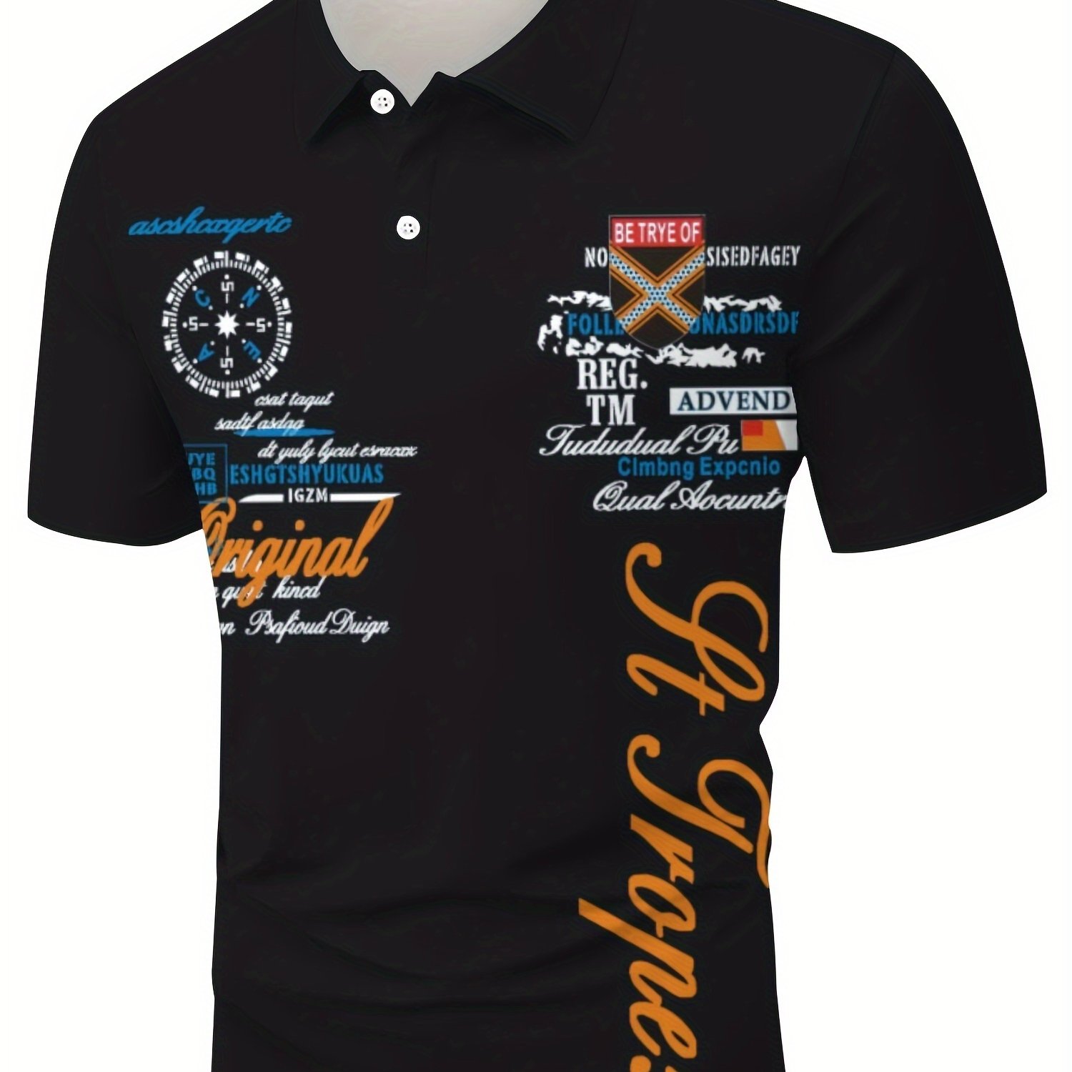 E-shop Herren Sommer Kurzarmhemd mit Knopfleiste 3D-Schriftzug – Weicher Urban Streetwear-Kragen, Freizeit-Knopfhemd in Übergröße, geeignet für
