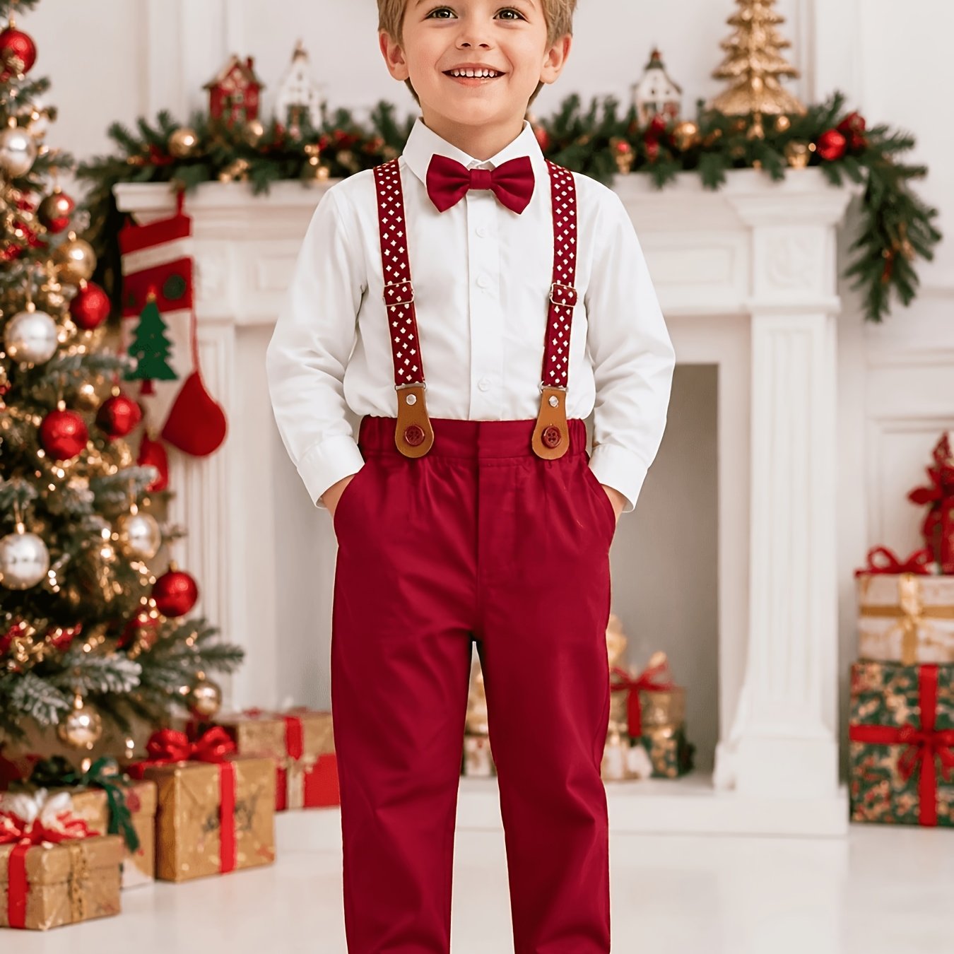 Boys Wedding Flower Boy Back Bow Christmas Set Children Spring Autumn Back To Birthday Dress, For Outdoor