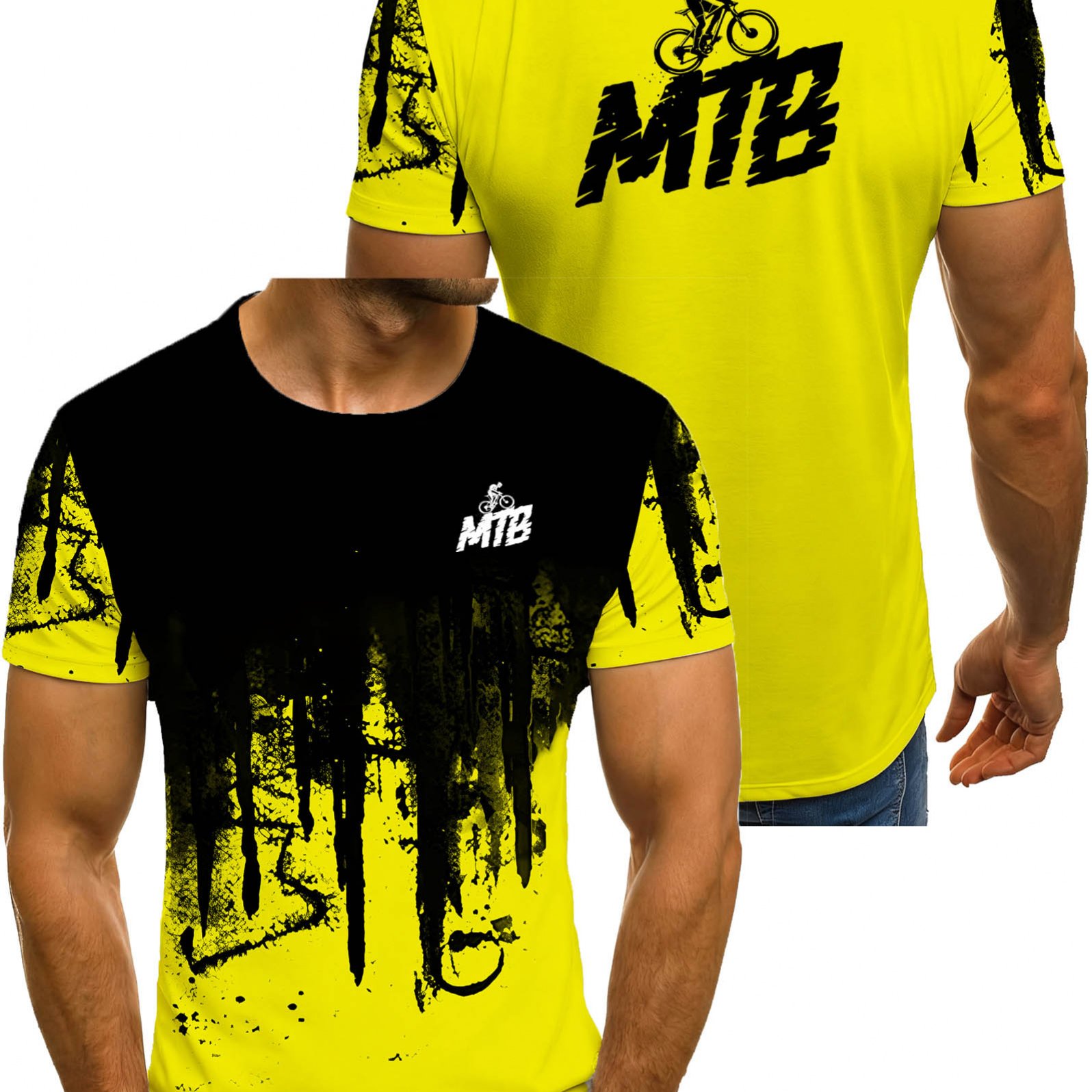 TEMU Print Design â Not Textured Hot Men's Athletic Fashion Versatile Round Neck T-shirt With Individual Easy Letter Mtb Pattern Front And Back Prin