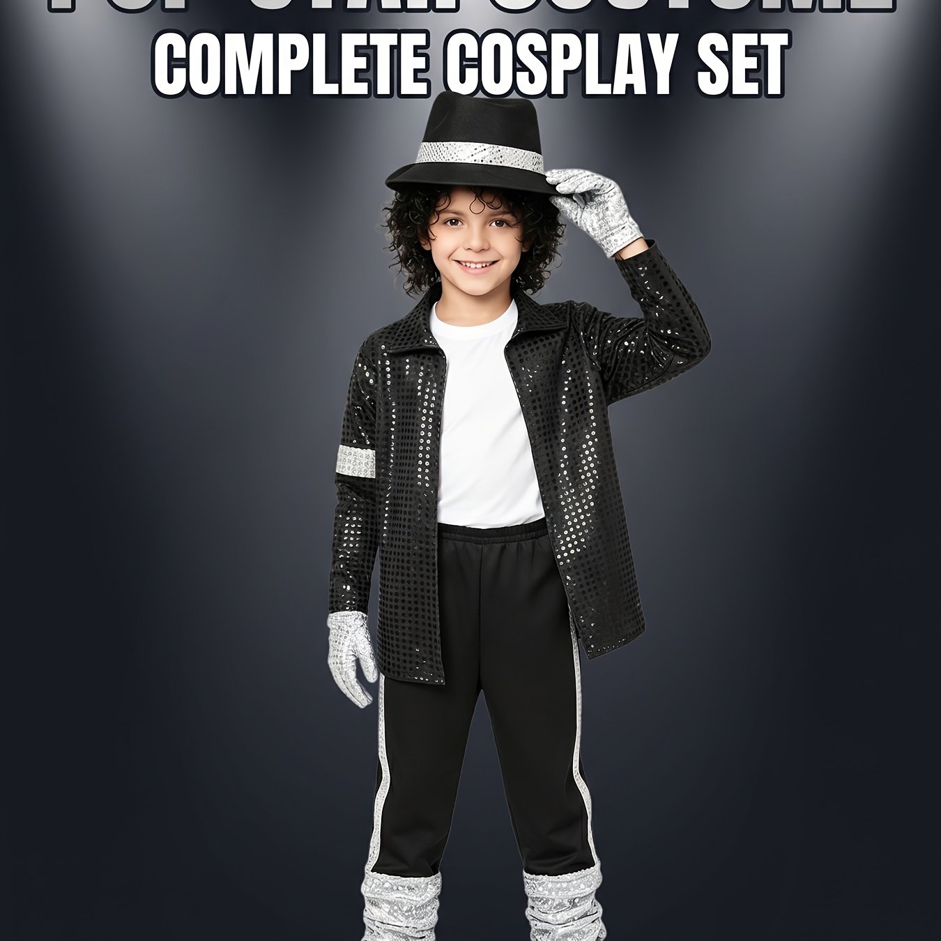 Kids Retro Pop Star Boys Vintage Stage Outfit For Halloween Show