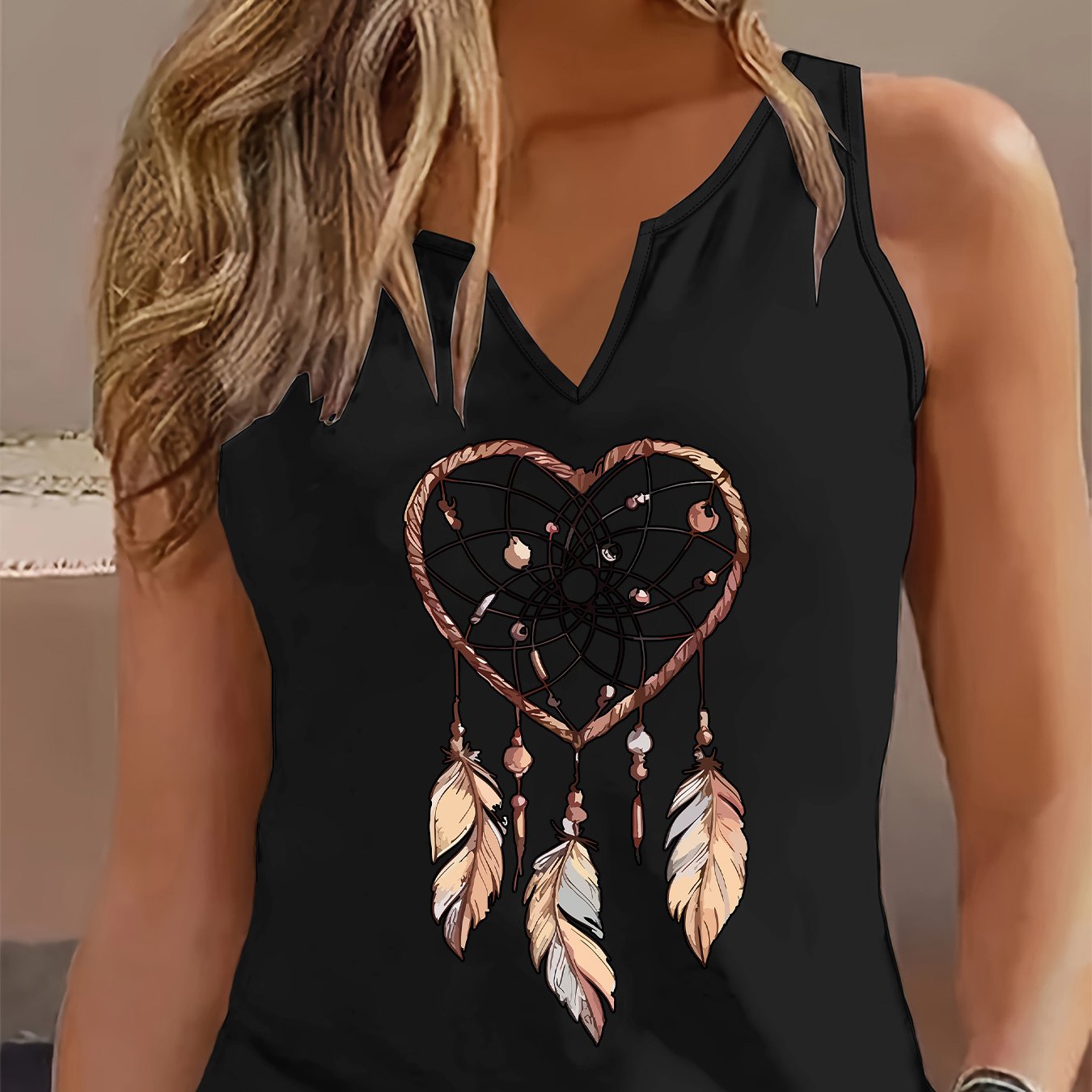 TEMU Graphic Print Tank Top, Sleeveless Casual Top For Summer & Spring, Women's Clothing