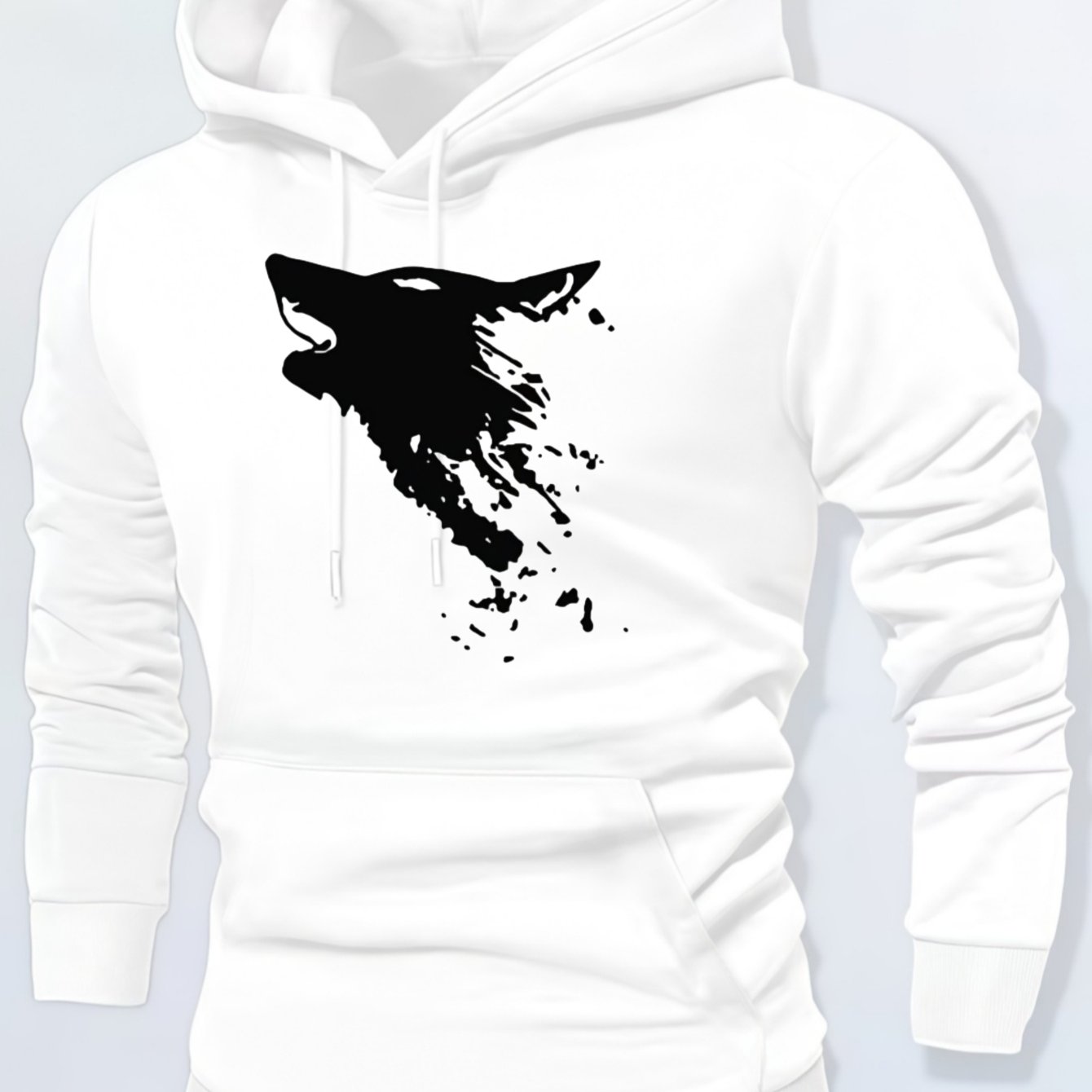 Men's And Women's Hoodies With Wolf | Daily Wear For Autumn And Winter, White And Black Options, Casual And Layering , Minimalist, No Zippers/buttons, Long Sleeve, Skinny Fit