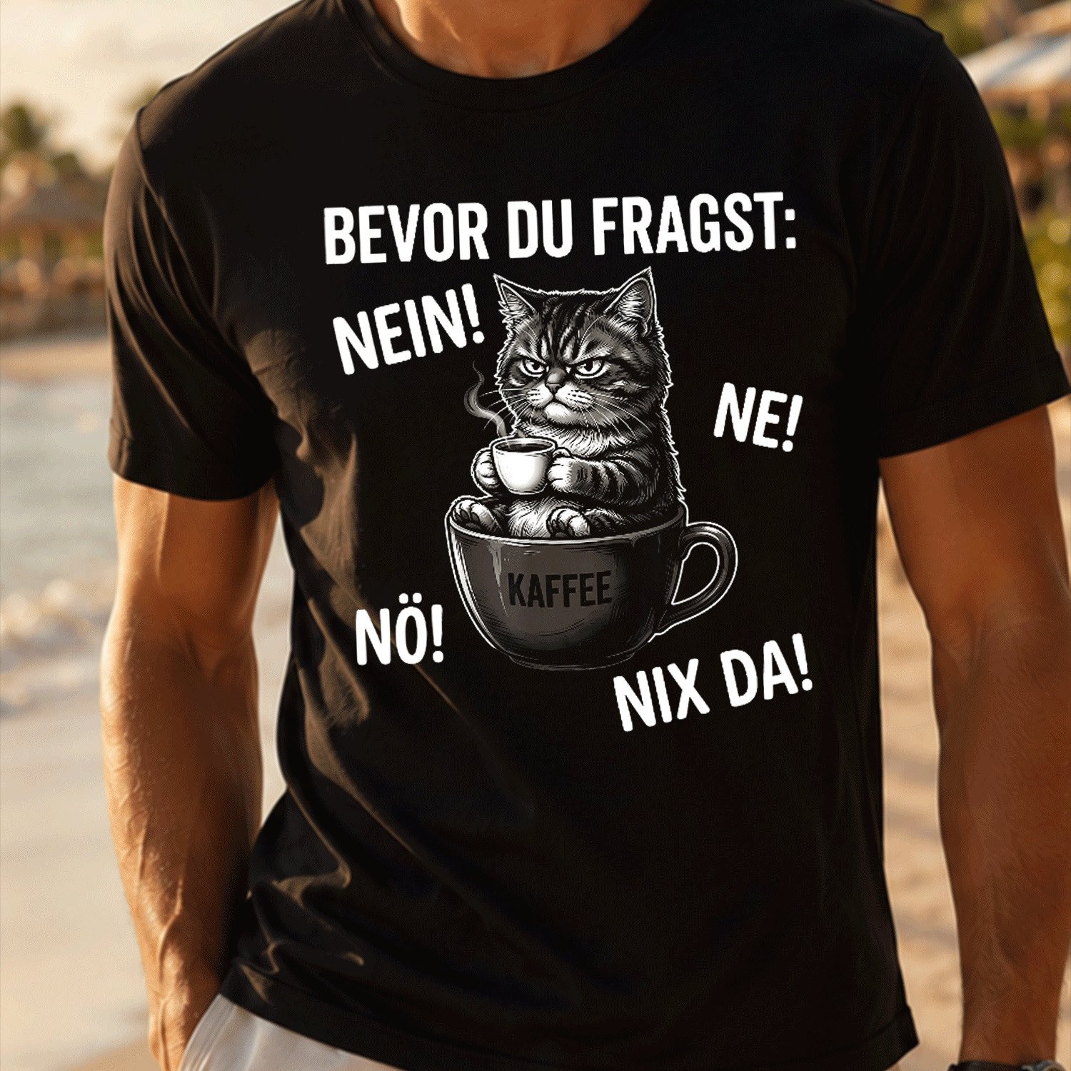 Image of Bevor Du Fragst Nein T-shirt For Men Summer Casual T-shirt- Lightweight Tee For Seaside Vacation, Beach Resort
