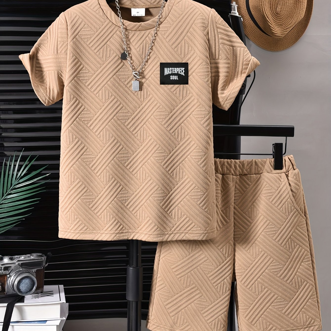 Image of Boys' Youth Sports Jacket T-shirt + Casual Shorts Two-piece Set - Everything The Clothes Is Props, Perfect For Outdoor