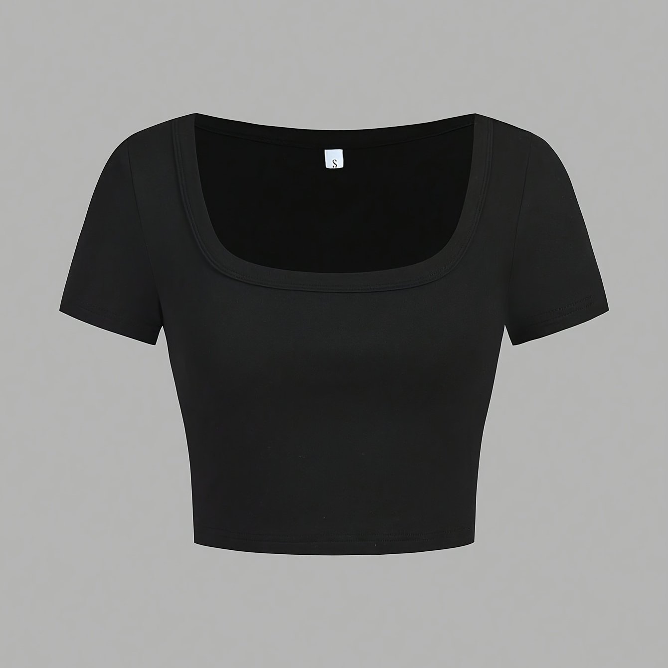 E-shop Neues modisches Damen Kurzarm Slim Fit Oberteil mit eckigem Ausschnitt, geeignet für Frühling, Sommer und Herbst