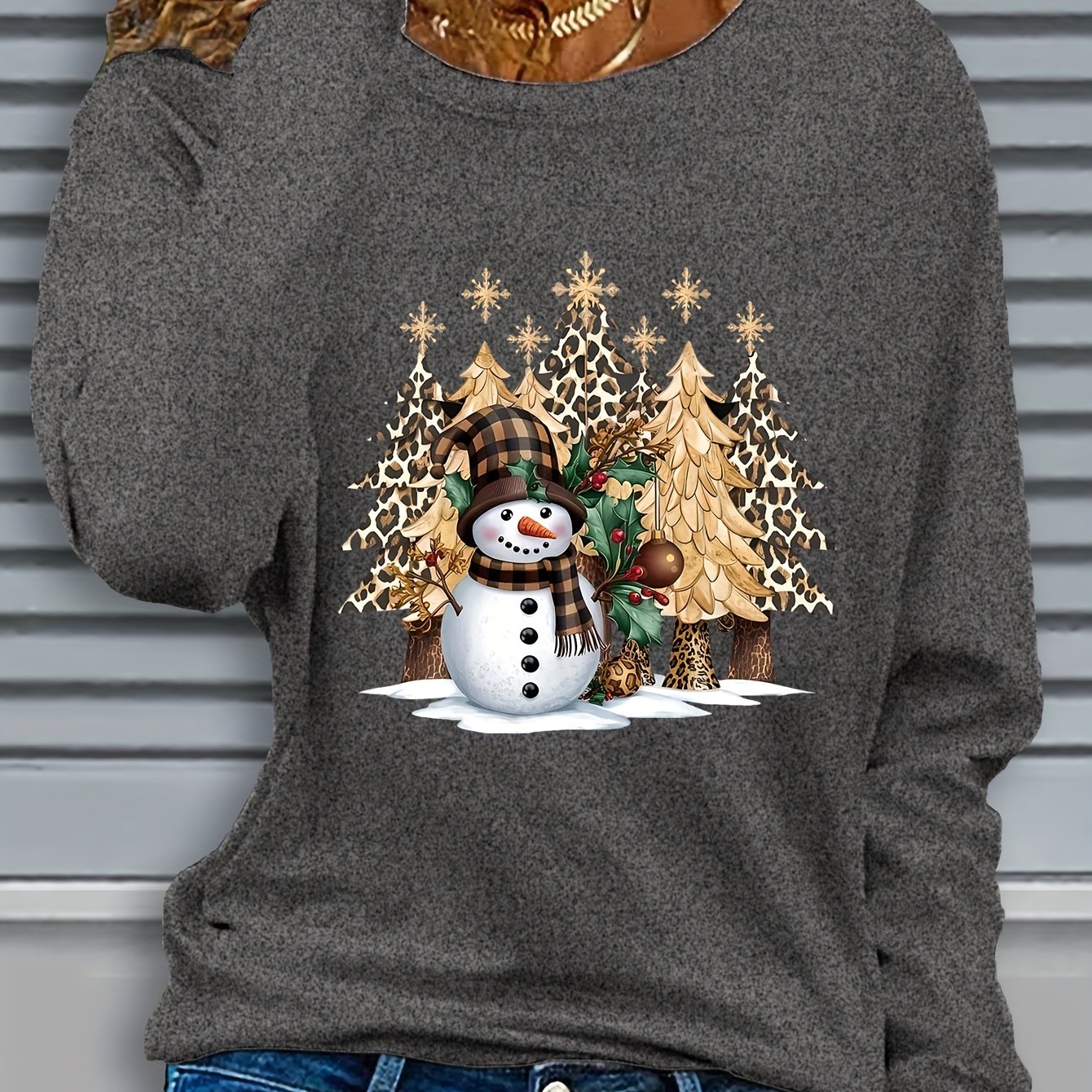 TEMU Christmas Pattern Printed Long Sleeve T-shirt For Autumn And Winter 74568