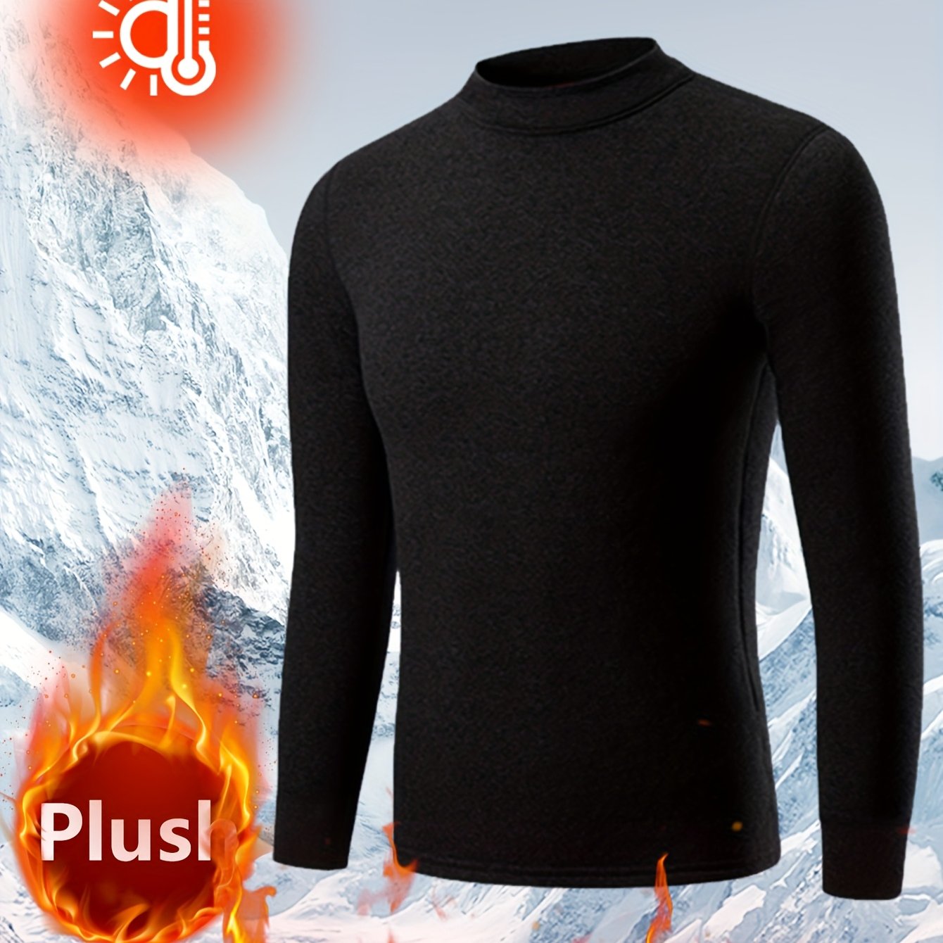 TEMU Haut d'hiver chaud pour hommes en molleton doré, coupe slim, sous-vêtement tendance, sous-vêtement décontracté pour hommes avec col moyen,