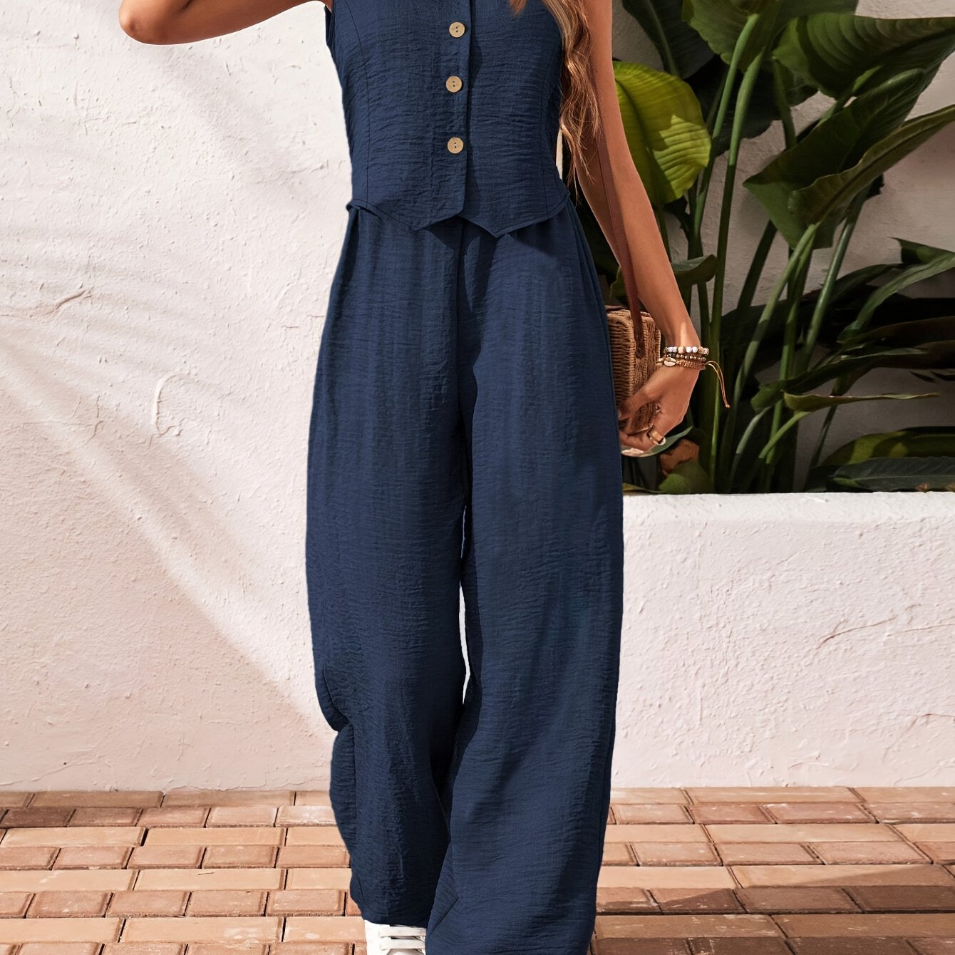 Image of Women's Casual Vest And Long Pants 2pcss Set, Women's 2pcss Outfit/fall Winter Base Layer