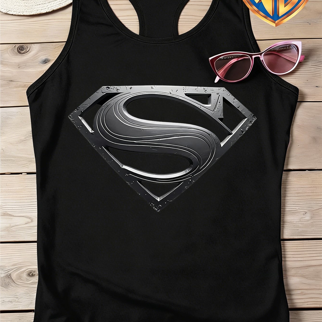 TEMU Wb Warner . Licensed Superman Print Vest For Women, Summer 2026 New Arrival, Women's Summer Vest, Multiple Color Options, Crewneck Vest