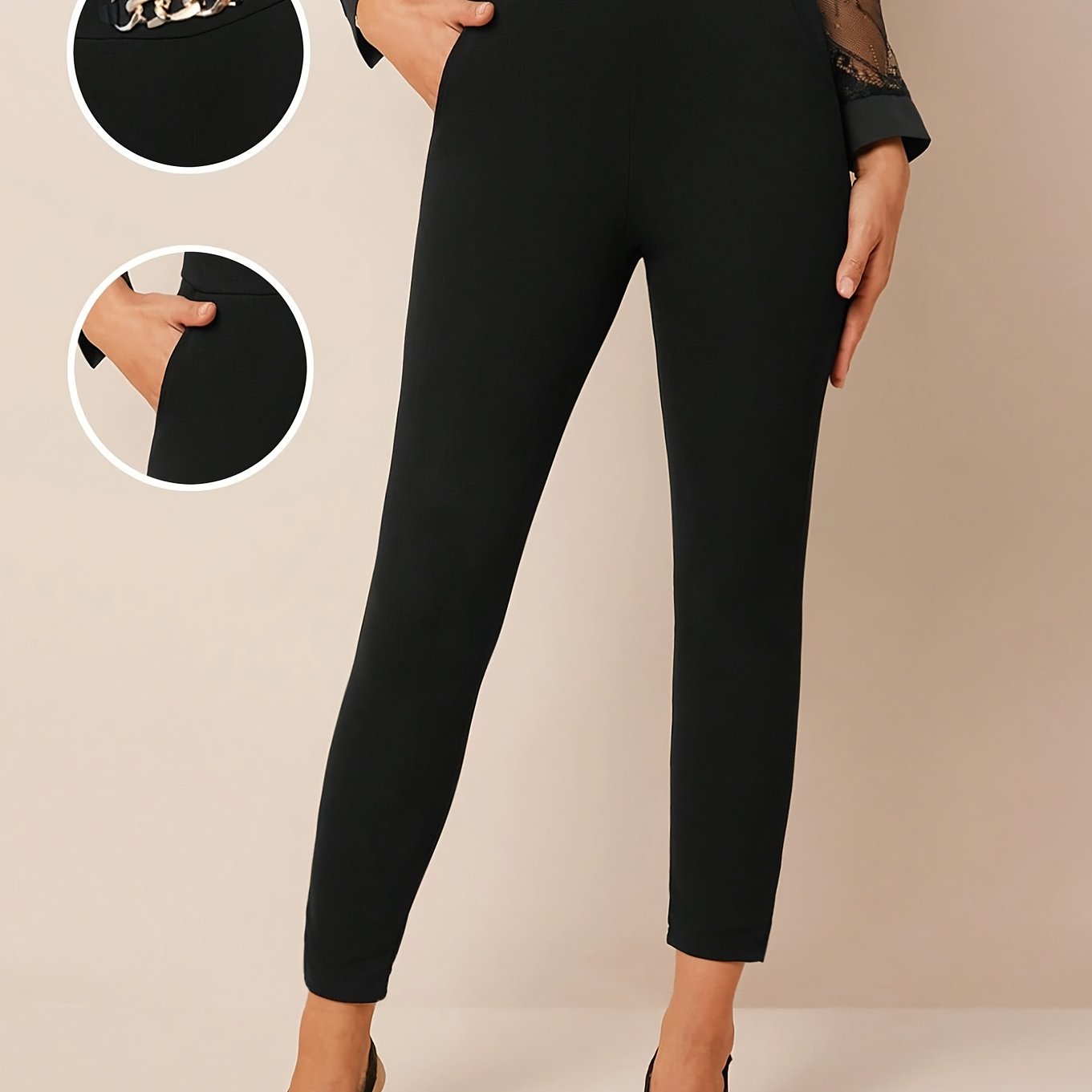Western Women' Elegant High-waist Metallic Detail Leggings