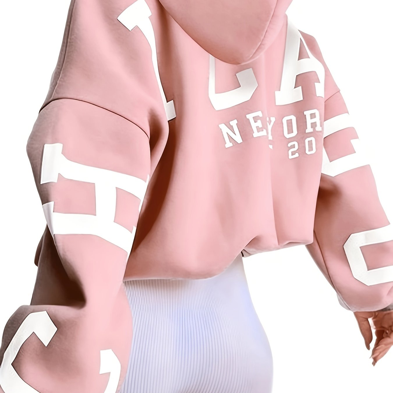TEMU Y2k Women's Fashion Casual Hoodie Letter Print Pocket Hooded Top Jacket
