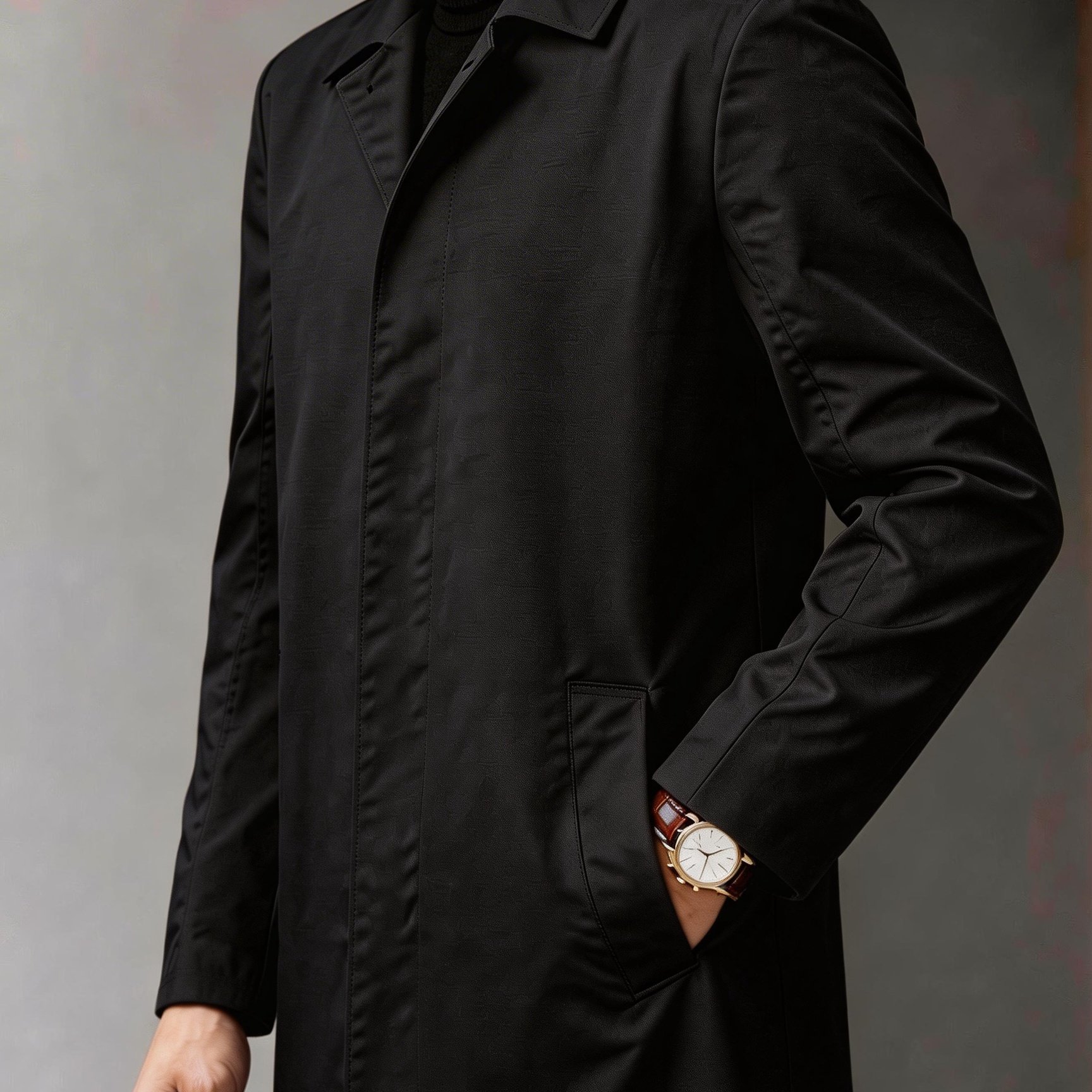 TEMU Spring And Autumn Men's Mid-length Business Coat, Lightweight And Breathable Lapel Jacket, Easy Button-, Thin Style, Casual All-match Coat, Dark
