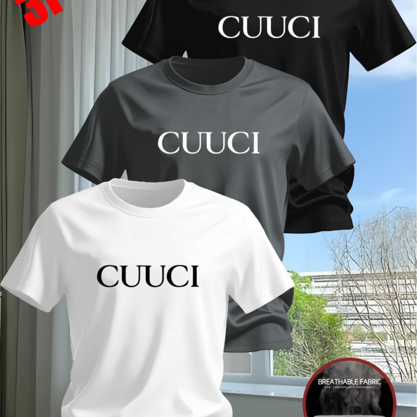 TEMU 3pcs Bestselling Cross-border Product, Men's Printed Design Streetwear Brand Casual Short-sleeve Sports T-shirt, Soft, Smooth, Breathable, And