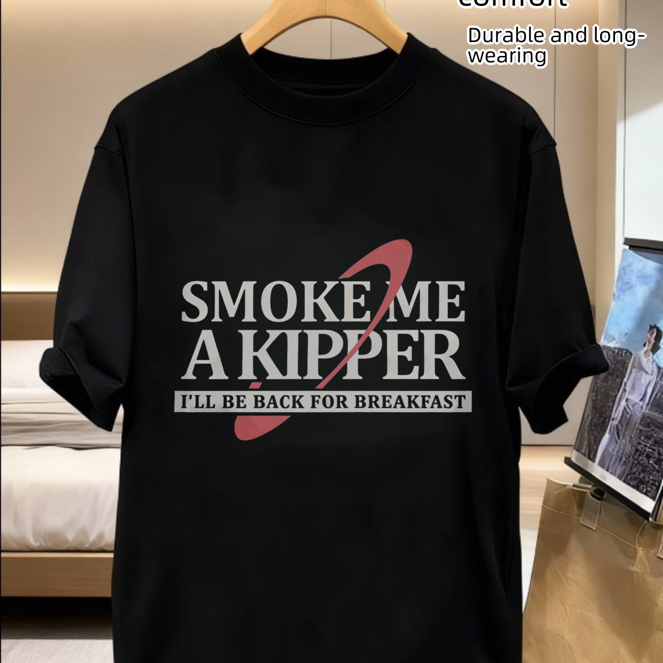 TEMU Red Dwarf Ace Rimmer "smoke Me A Kipper" T-shirt - Smeg Head & Retro Tee, Loose Fit Unisex Short Sleeve Shirt With Iconic For Fans