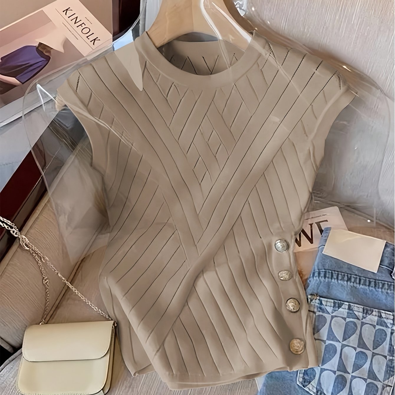 TEMU Sleeveless Solid Color Top For Casual Wear
