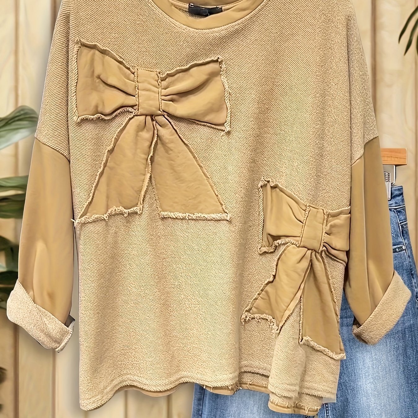 TEMU Women Mardi Gras/ Carnival Valentine's Day 3d Bow Applique Stunning Drop Shoulder Blouse, Vintage Tops, For Spring And Summerdaily Or Festival,