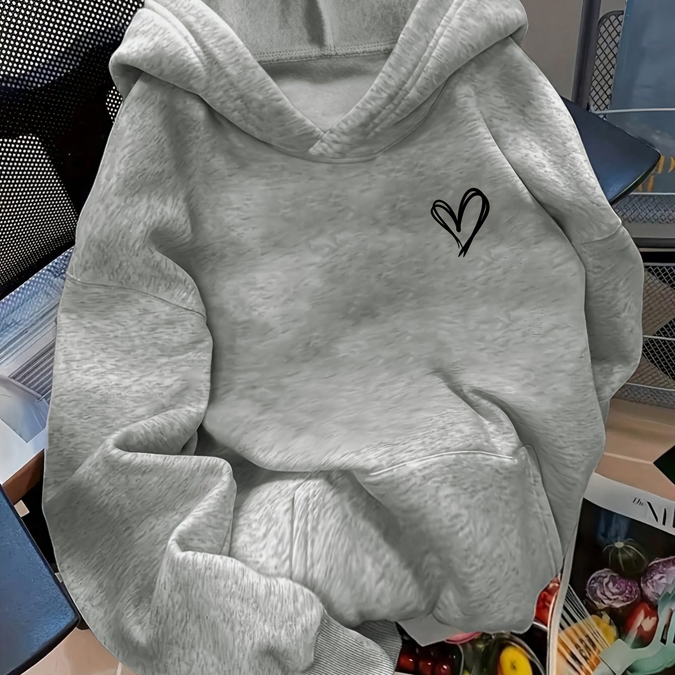 Image of A Heart Trendy Sweatshirt Woman's Hoodie High Quality Thick Sweatshirt Autumn Winter Wear For Casual And Gifts For