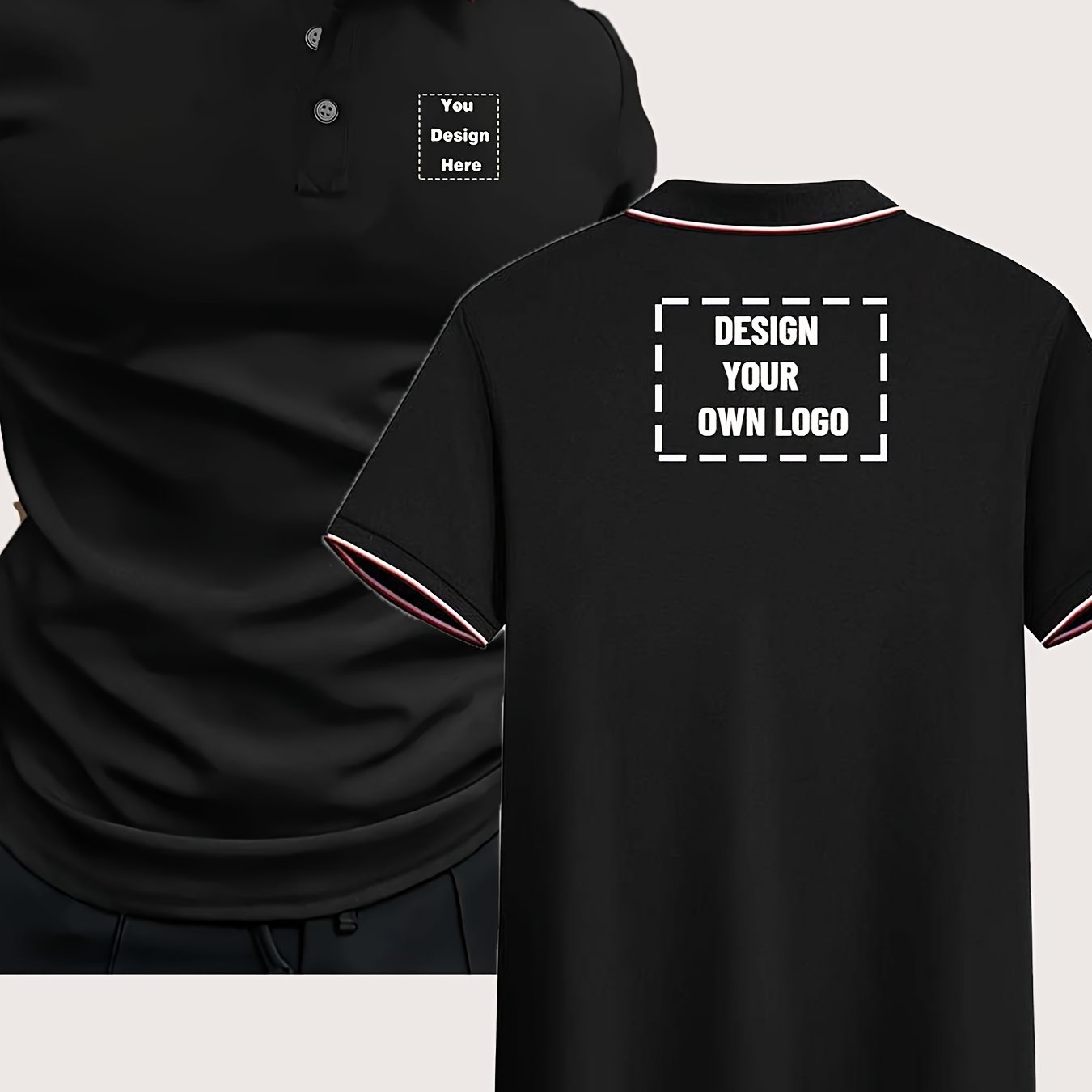 TEMU Camisa para Hombre Personalizable - " la Tuya" en el y la Espalda, Cómoda, Tejido de Poliéster Transpirable, para Atuendos Casuales y de