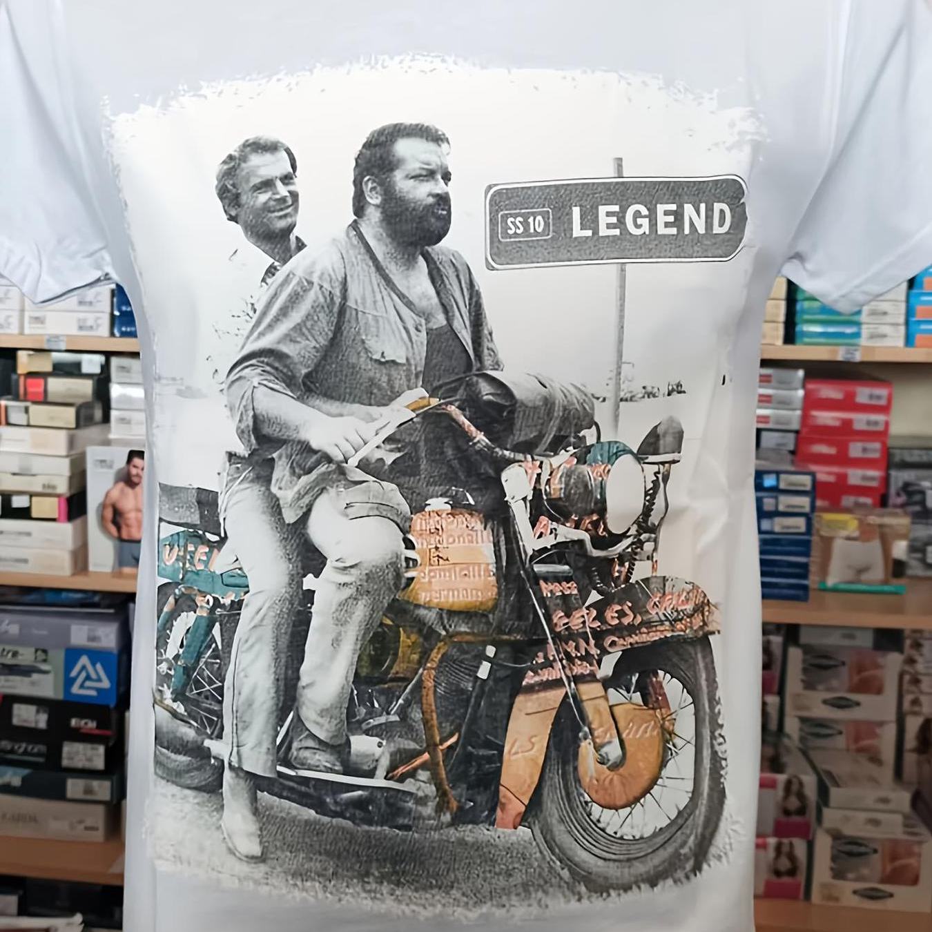 Men's Bud Terence Hill Vintage Motorcycle T Shirt Western Actor Design Regular Fit Casual Durable Comfortable For Wear