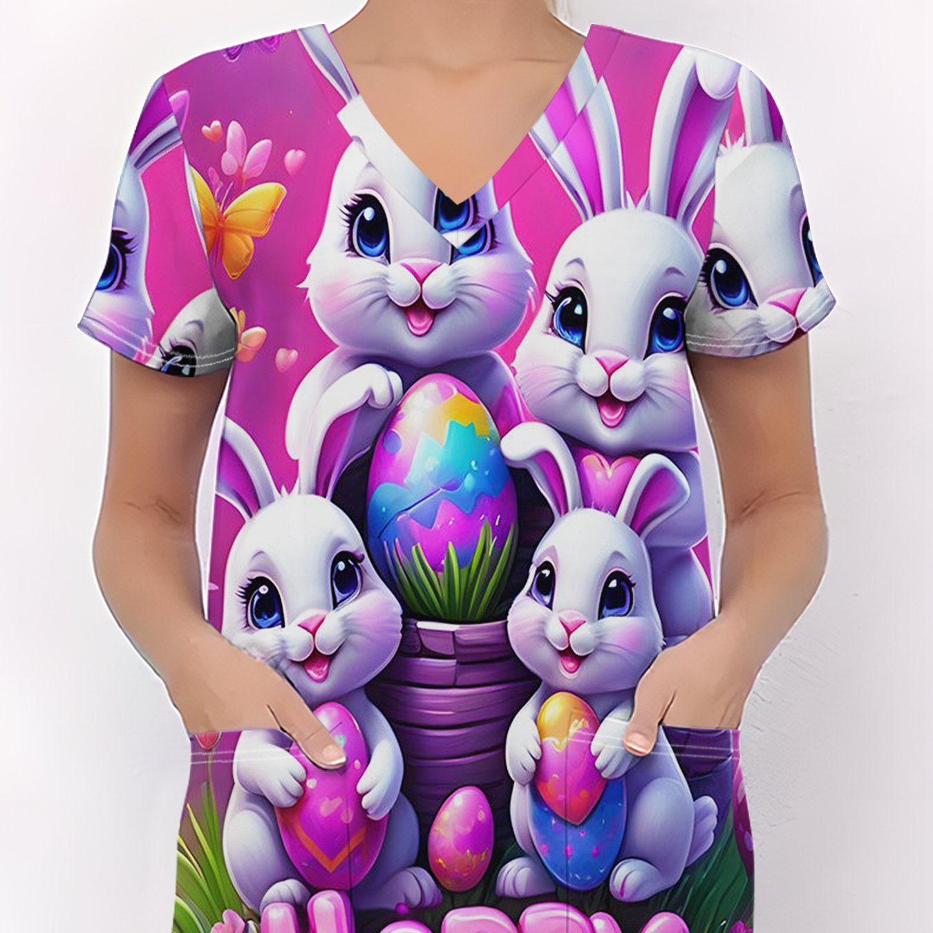 TEMU Easter-themed Women's Nurse Uniform, Easter Refresh! And Style Combined, Your Spring S Journey ｜ Easter Refresh! Men's Casual-swear Sets And