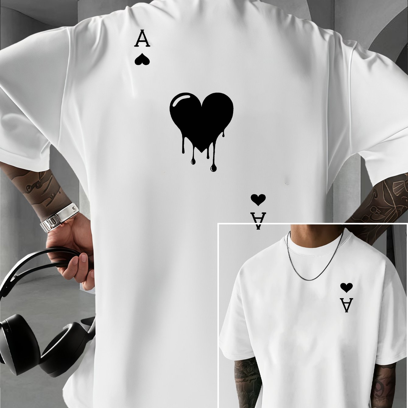 Image of Men's Oversized Print T-shirt - -friendly Loose Neck Short Sleeve Tee Suitable For Summer, American Streetwear Style, For Daily Wear & Layering (machine Washable)