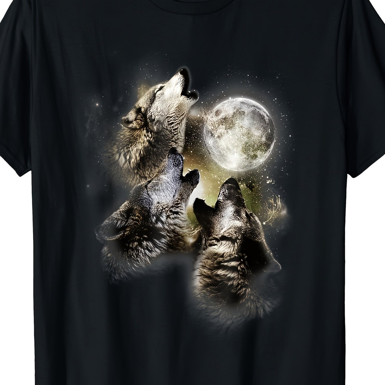 Wolves In The Moonlight Men's T-Shirt - Full Print Graphic Tee, Short Sleeve Casual Shirt For Everyday Wear