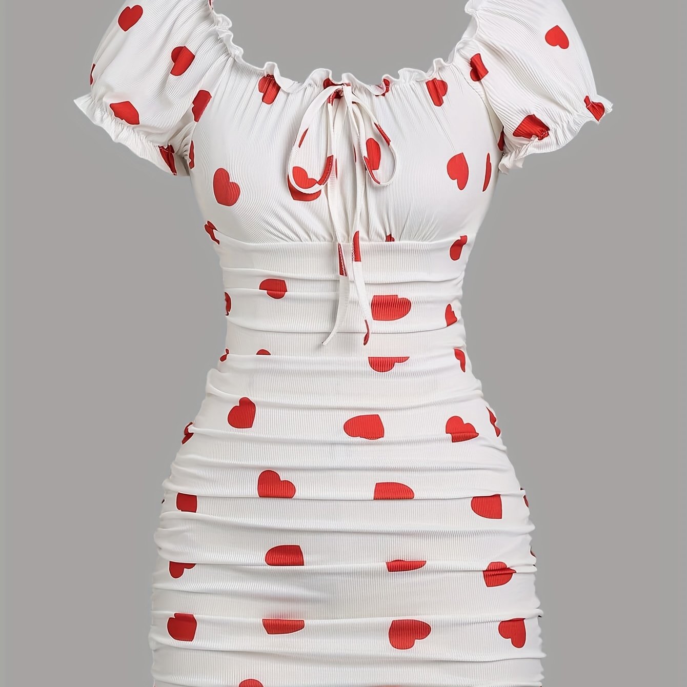 TEMU Haut de Robe Élégant et Moulant à Imprimé Cœur pour Femmes