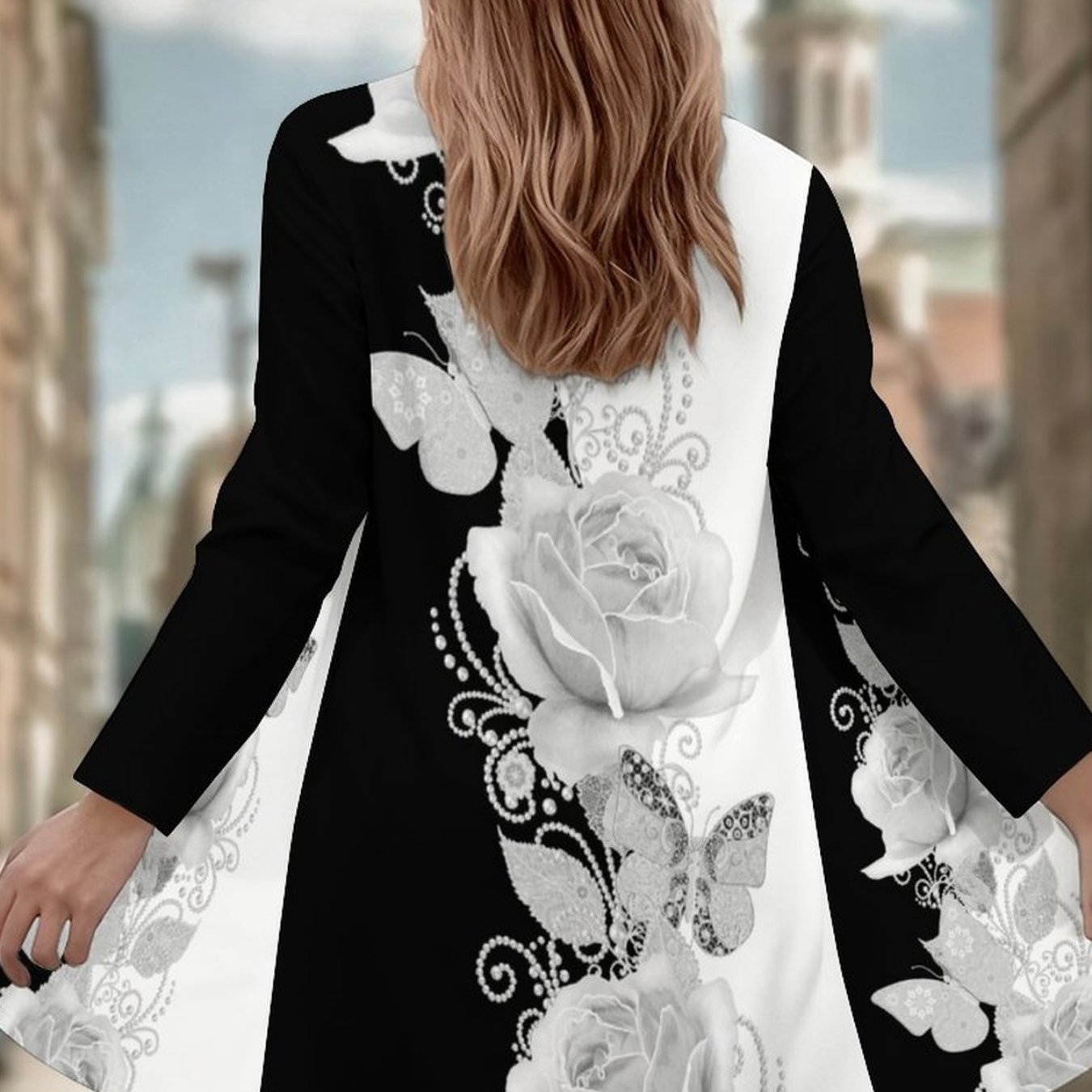 Plus Size, Oversized Women's Long Sleeve Cardigan Coat - Classic Trendy With Printed Design, Perfect For Daily Wear, Office, And Travel