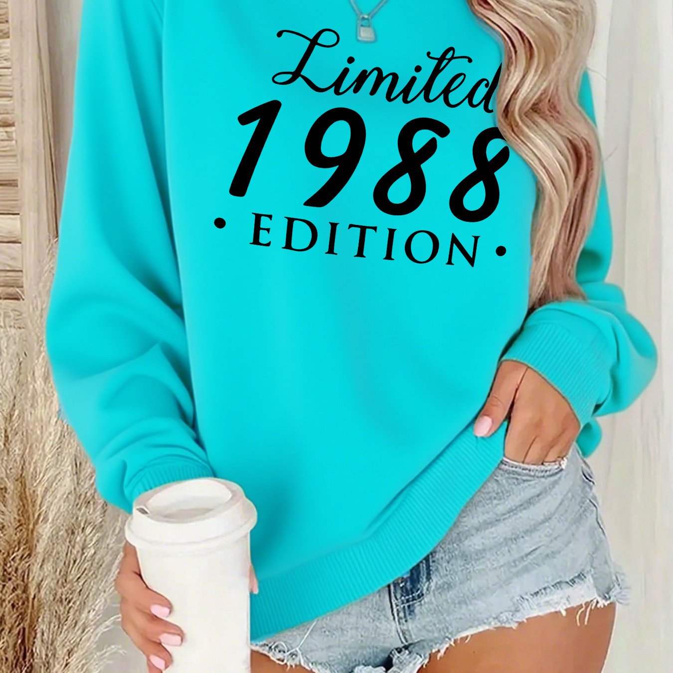 TEMU Gemusterte Sweatshirts, Herbst- Winter-Crewneck-Casual-Sweatshirts, Damenbekleidung