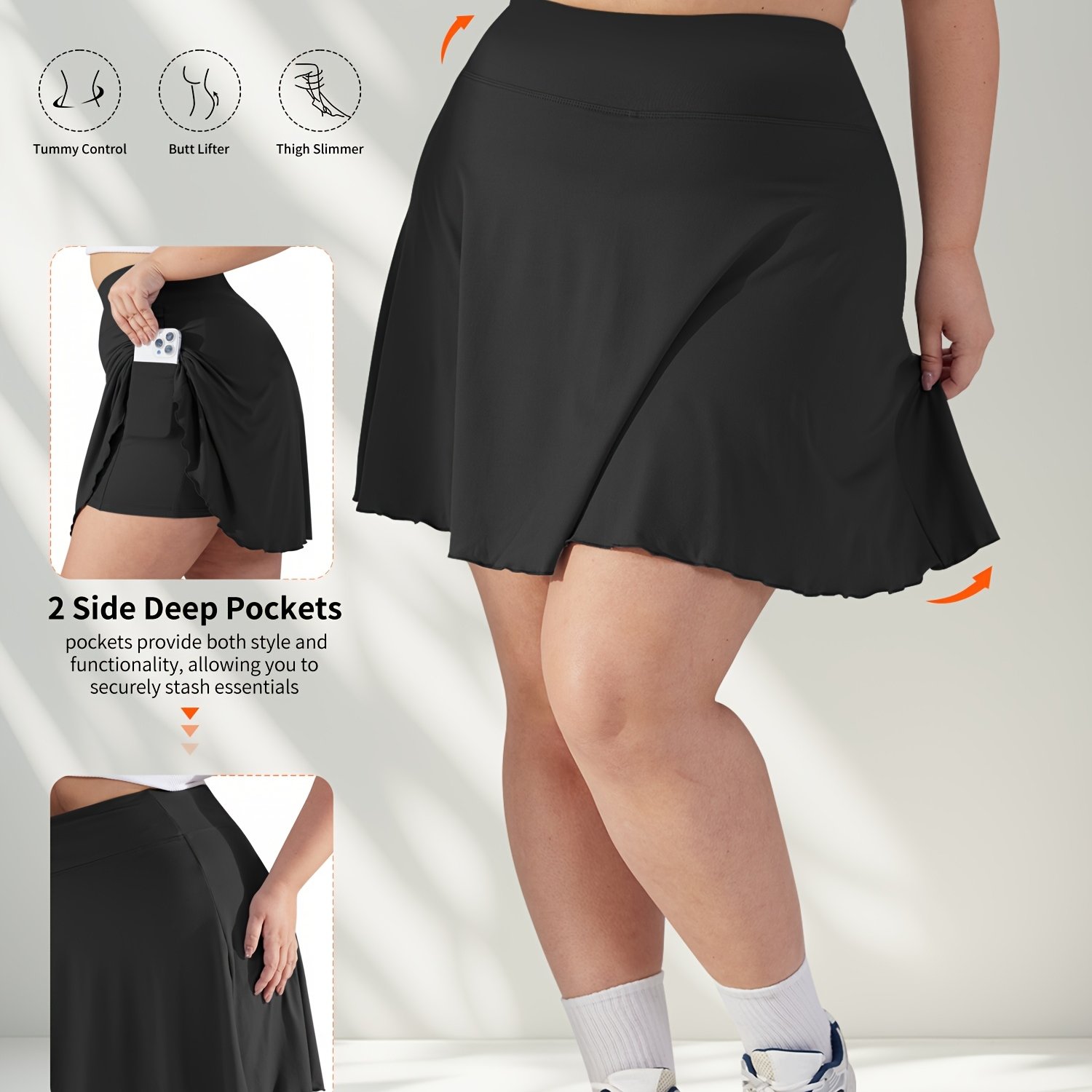 Plus Size Tennis Skirt With Side Pockets
