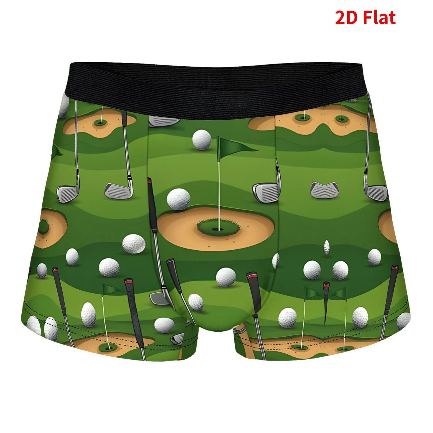 TEMU Golf Men's Boxer Shorts Polyester Design Breathable Underwear Machine Washable For Comfortable Casual Attire 2d Print Design