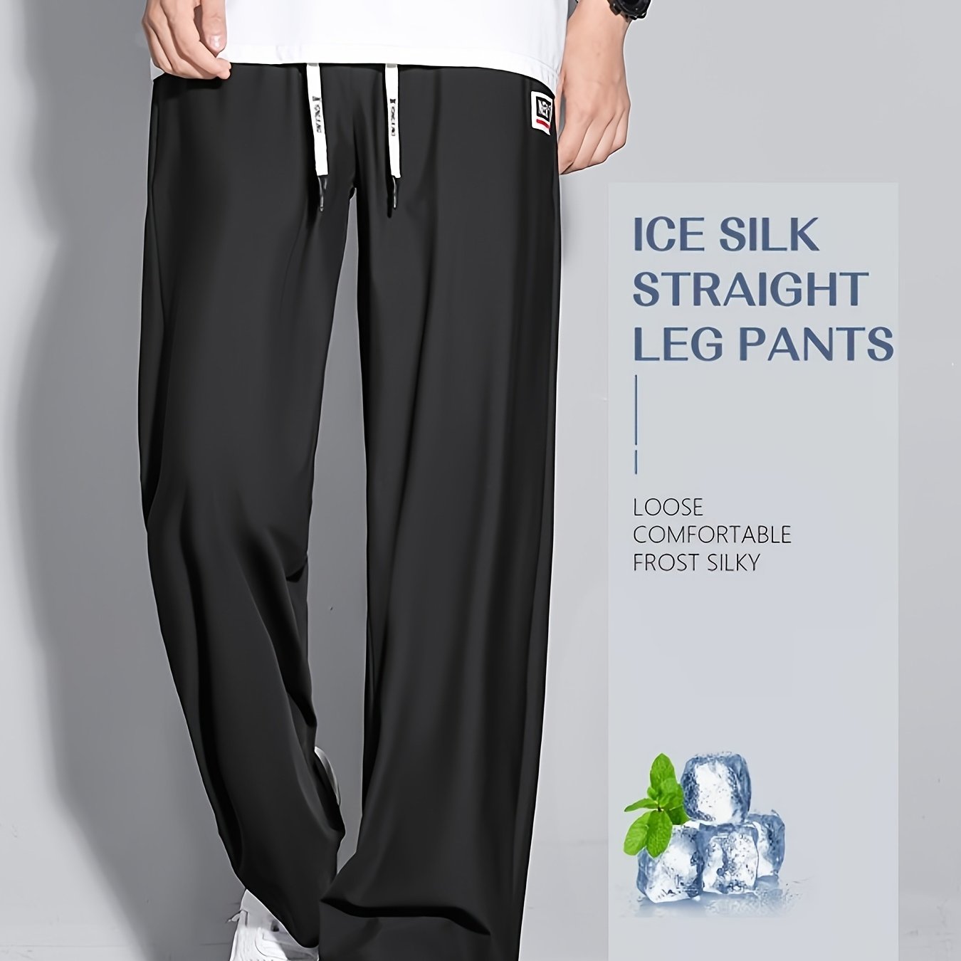 Elastic Summer Drape Pants Men's Wide-leg Pants Air-conditioning Pants, Fashionable Belt Casual Pants