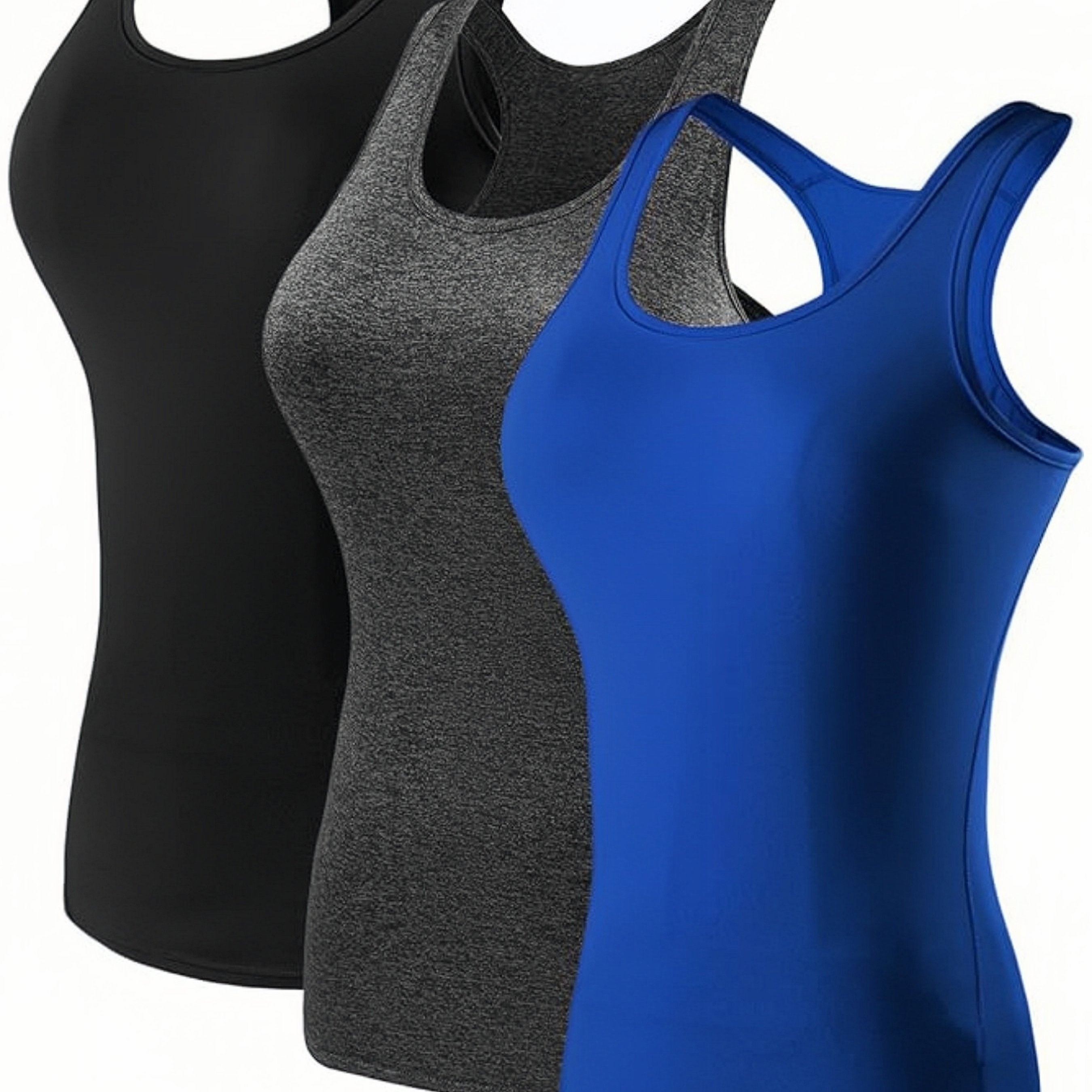 3pcs Set Of Compression Base Tops, Women's Tank Top Top Compression Racing Tank Top Base Layer Tank Top
