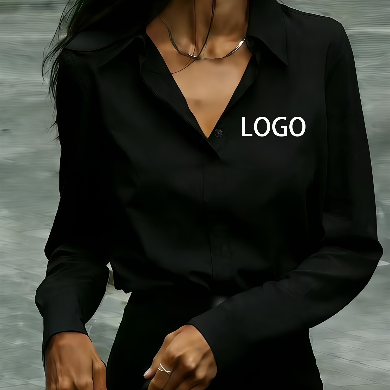 TEMU Custom-made Women's Long-sleeve Shirt With Lapel And Hidden Button Design - Breaking Traditional Patterns While Embracing Modern Fashion For A