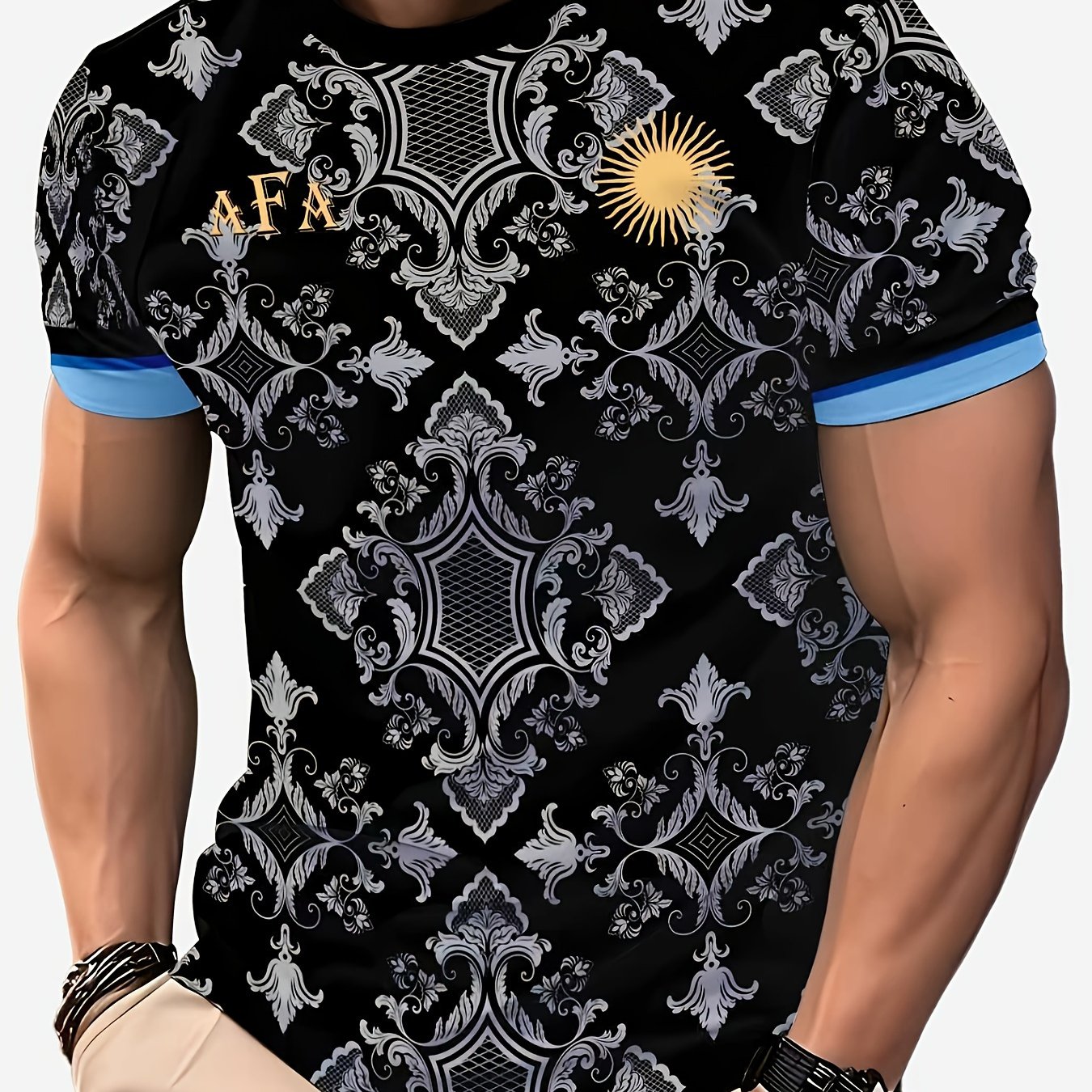 TEMU Men's Football Shirt Short Sleeve T-shirt - Argentina Jersey Team Uniform - Comfortable Breathable Sports T-shirt - Versatile Top For And Casual