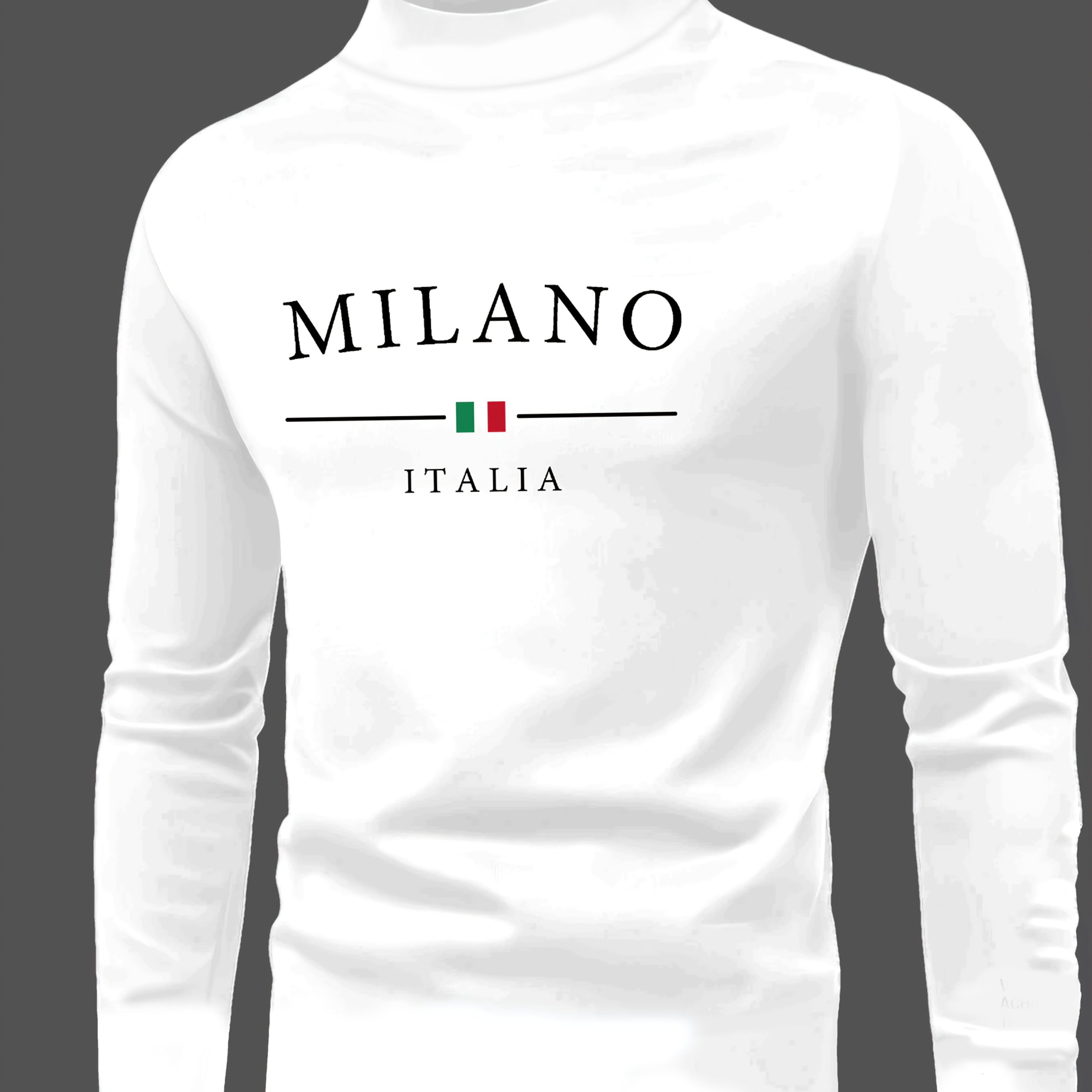 E-shop Teen Herbst/Winter " italia" Italienische Flagge Buchstaben-Druck Langarm Rundhals-Basisshirt, geeignet für Freizeitaktivitäten, Urlaub , 100% ,