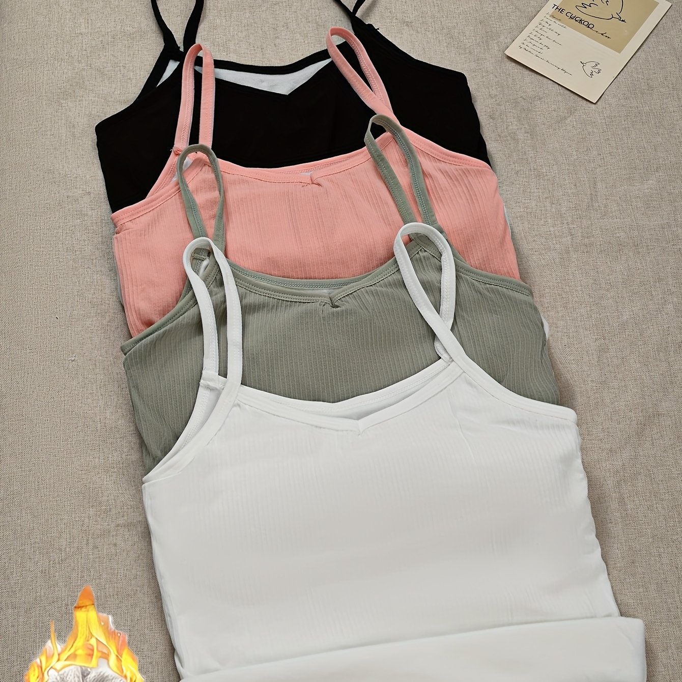 4pcs Autumn/winter Solid Color Warm -lined Thickened Hanging Base Layer Versatile Outerwear, For Teenager