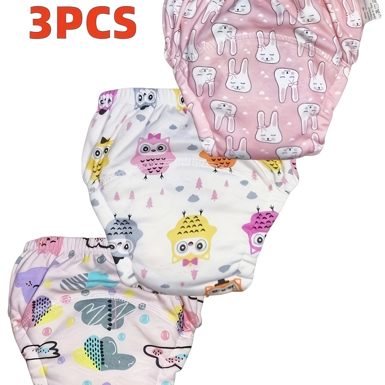 3pcs Potty Training Underwear Suitable For Toddlers - Reusable & Washable & Training Pants With Cute Cartoon Patterns, Suitable For Potty Training, Holiday Gift, Sizes 90/100/110 ( Diapers)