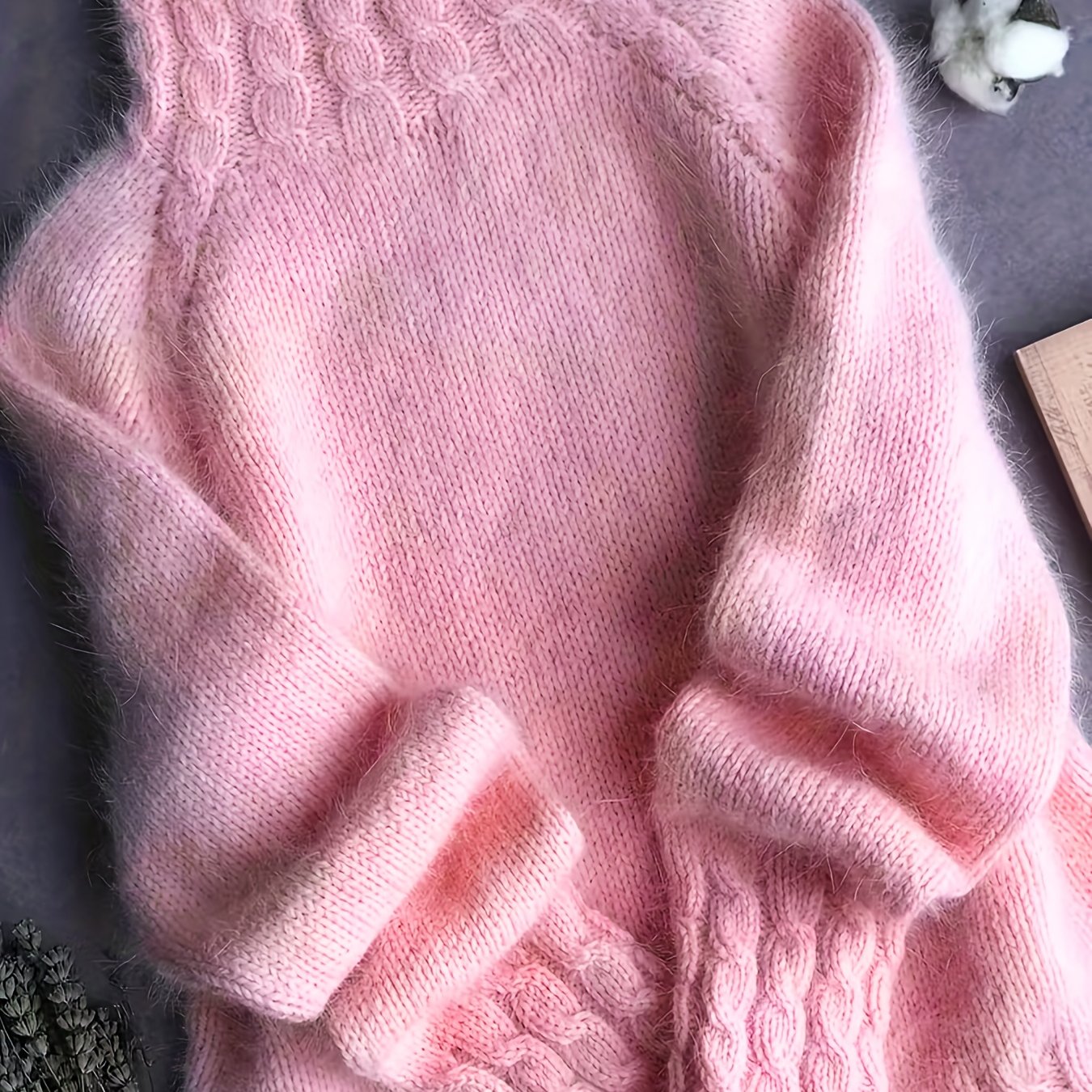 TEMU Women's Sweater Solid Color Cable Sweater Sweater Women